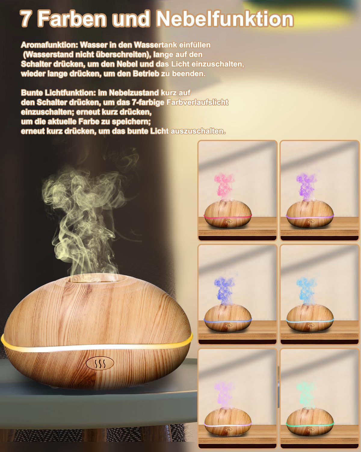 SinLaw Diffuser 3-in-1 Multifunktions-Luftbefeuchter, 200ml Flammeneffekt-D günstig online kaufen