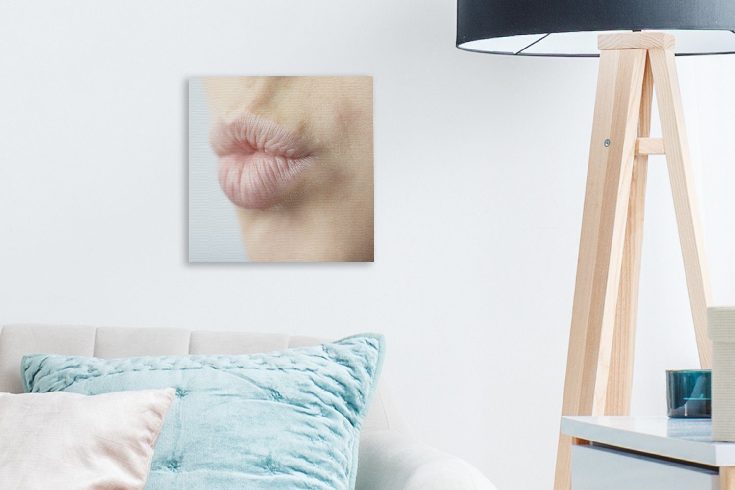 St), Schlafzimmer Ein Lippen, für mit OneMillionCanvasses® Bilder (1 Leinwand Bild Leinwandbild geschürzten Wohnzimmer