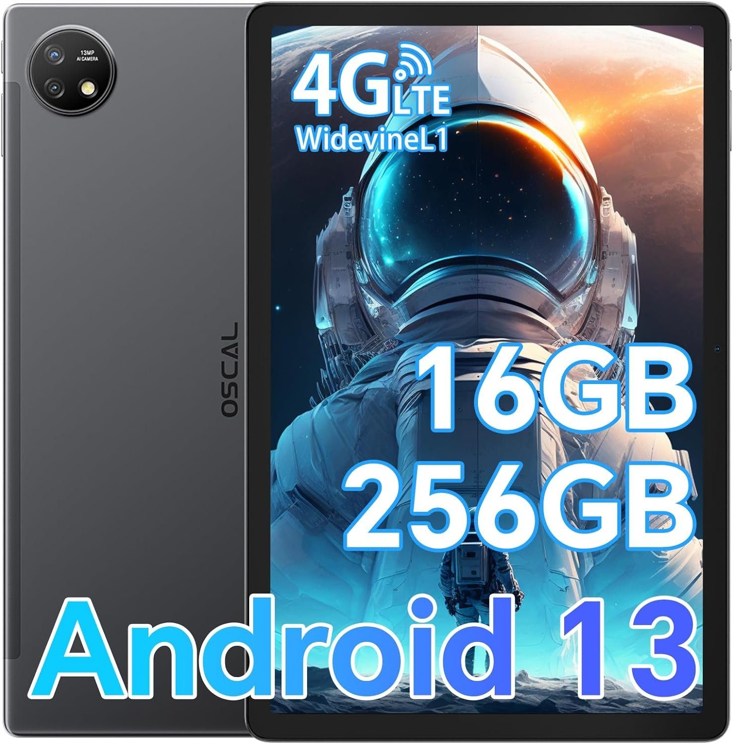 OSCAL PAD16(2024) Gaming Widevine L1 Tablet (10.51", 256 GB, Android 13, 4G LTE, mit Dual SIM Slot, FHD 1920x1200 IPS, Octa-Core Google GMS, GPS)