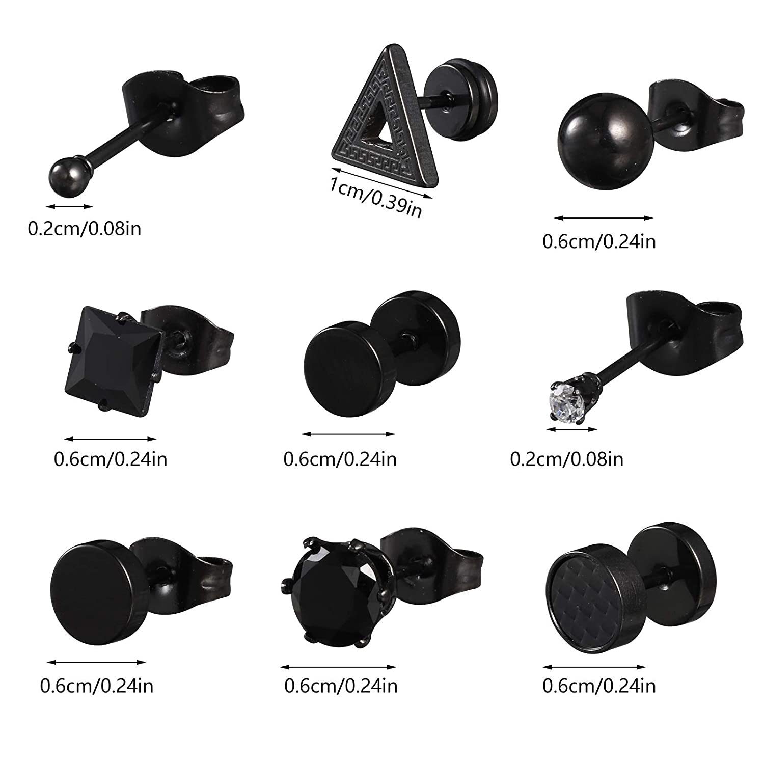 Herren Ohrringe Ohrstecker Damen Ohrring-Set Set 15 zggzerg Kreuz Paare