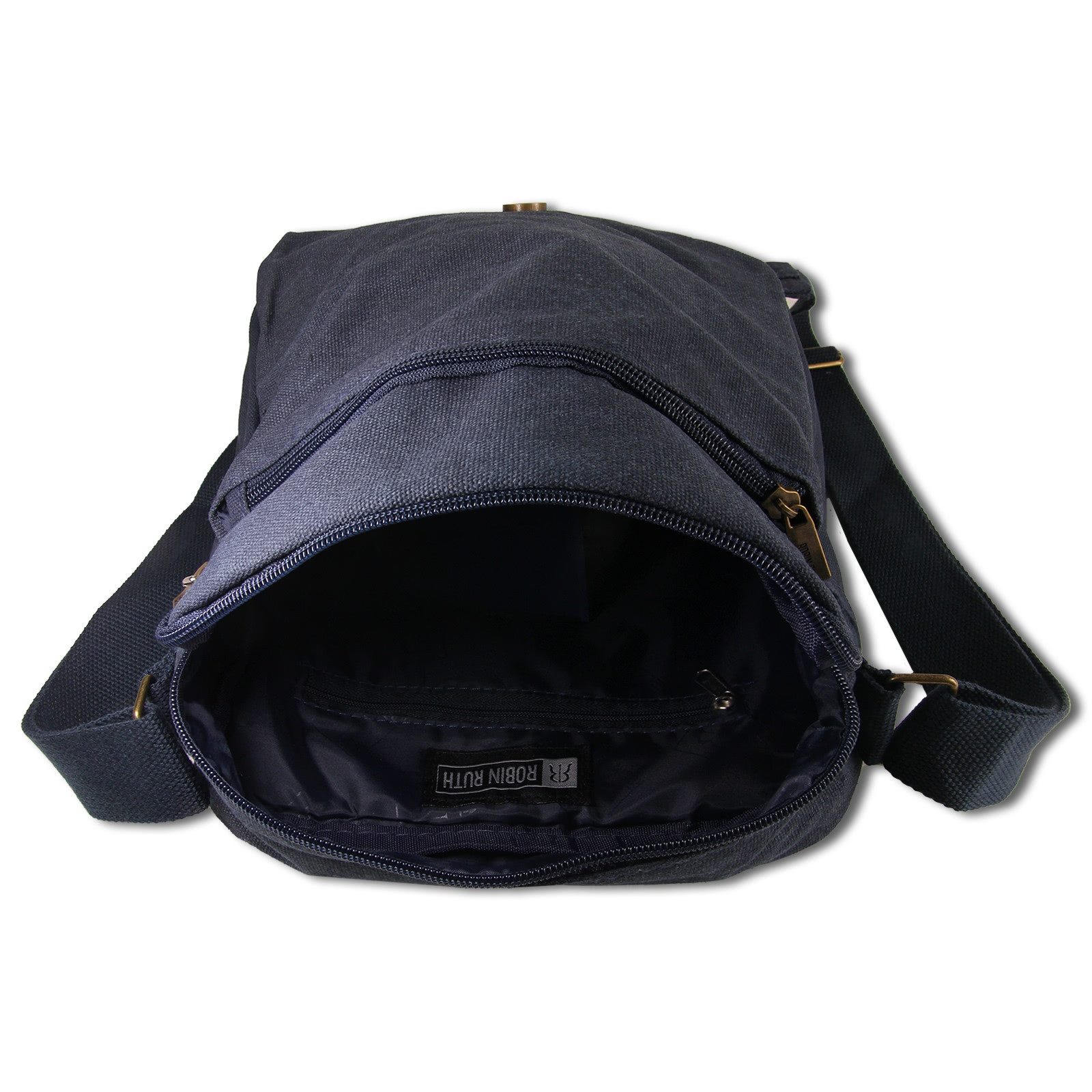 Robin Ruth Umhängetasche Robin Ruth Umhängetasche Baumwolle (Umhängetasche), Umhängetasche Baumwolle, dunkelblau, hellblau ca. 25cm hoch