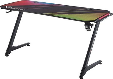 X Rocker Gamingtisch Jaguar Aluminium Carbon Gaming Tisch mit Neo Motion LED-Beleuchtung, Kabelmanagement, Becher- & Headsethalter, 150 x 59 x 75 cm