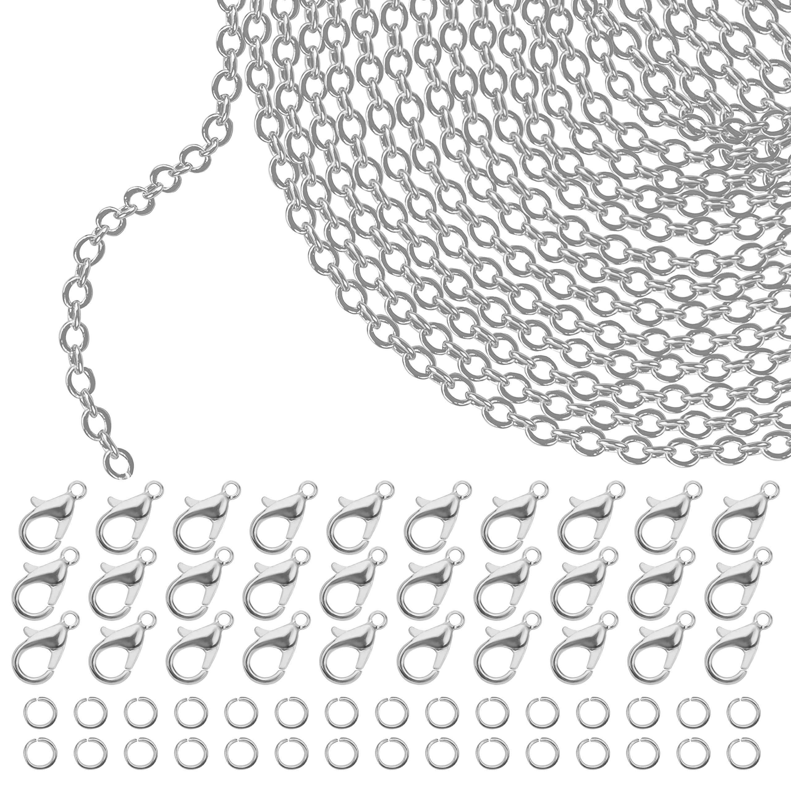 Kurtzy Rundstahlkette 33ft Silberkette für DIY-Halsketten, Metall, 33ft Silver Chain for DIY Necklaces