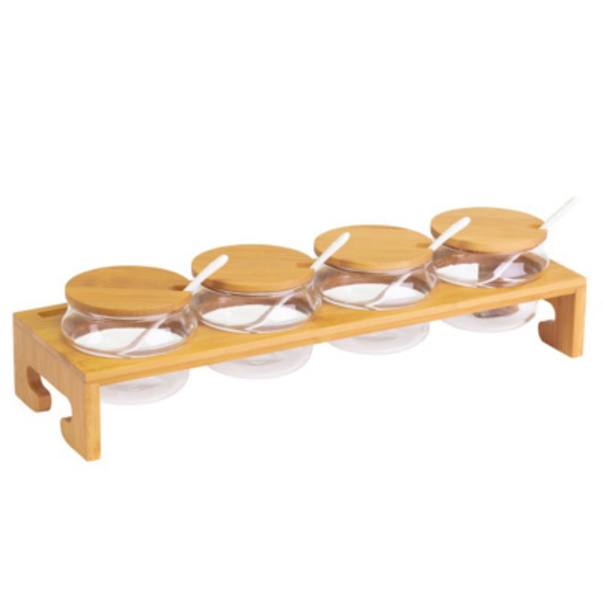 Thiru Marmeladenglas Marmeladenbar 13-tlg. - mit Склоn, Löffeln & Bambusständer, (13-tlg)