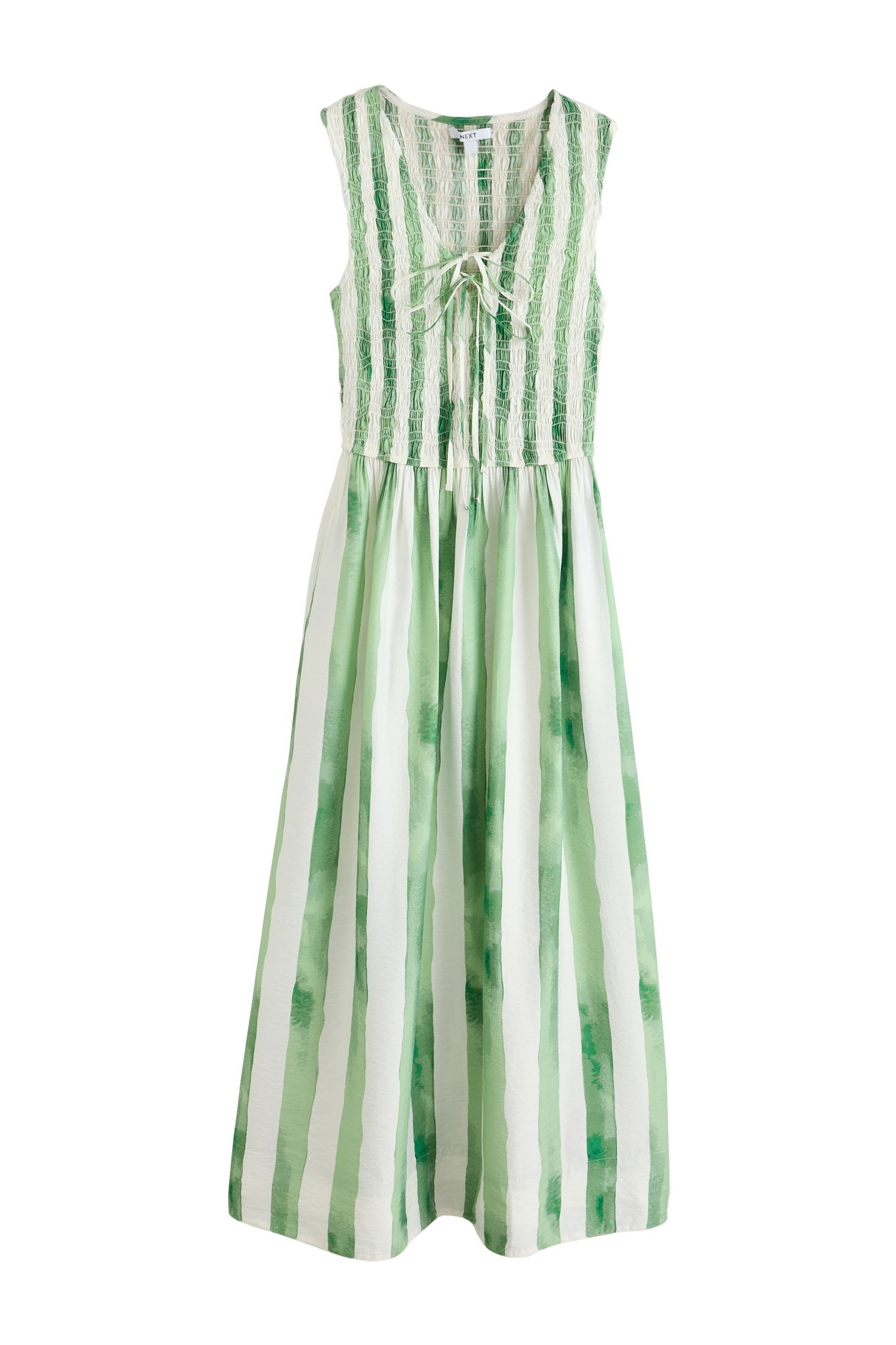 Next Maxikleid Gerafftes Maxikleid mit V-Ausschnitt (1-tlg)