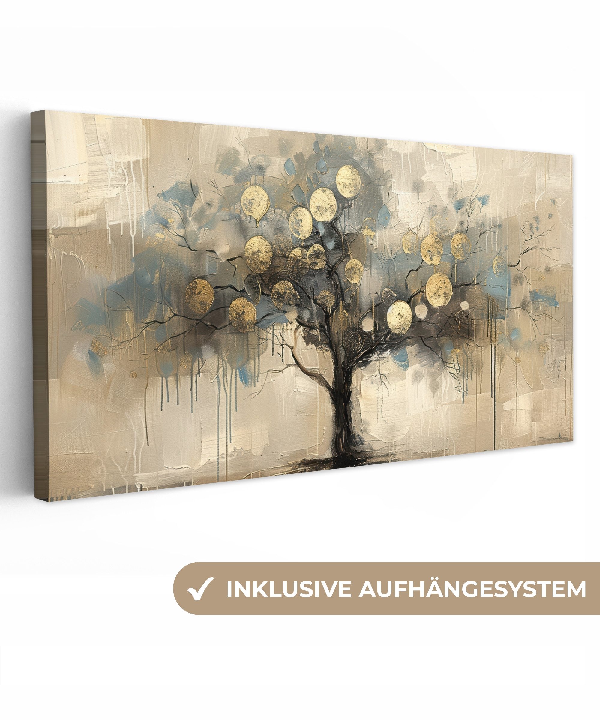 OneMillionCanvasses® Leinwandbild Panorama Beige - Abstrakt günstig online kaufen