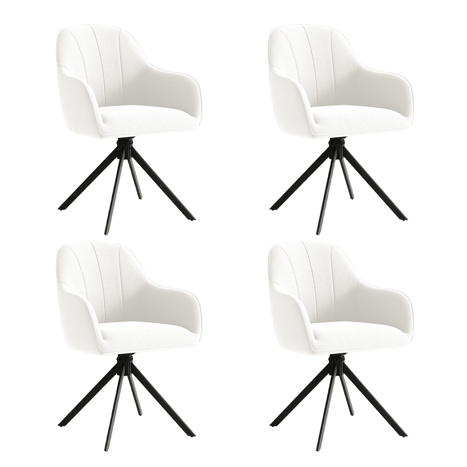 HawthyHome Esszimmerstuhl mit Armlehnen und Metallbeinen, 4er-Set, 360° drehbarer,Beige (4 St), 360° drehbarer