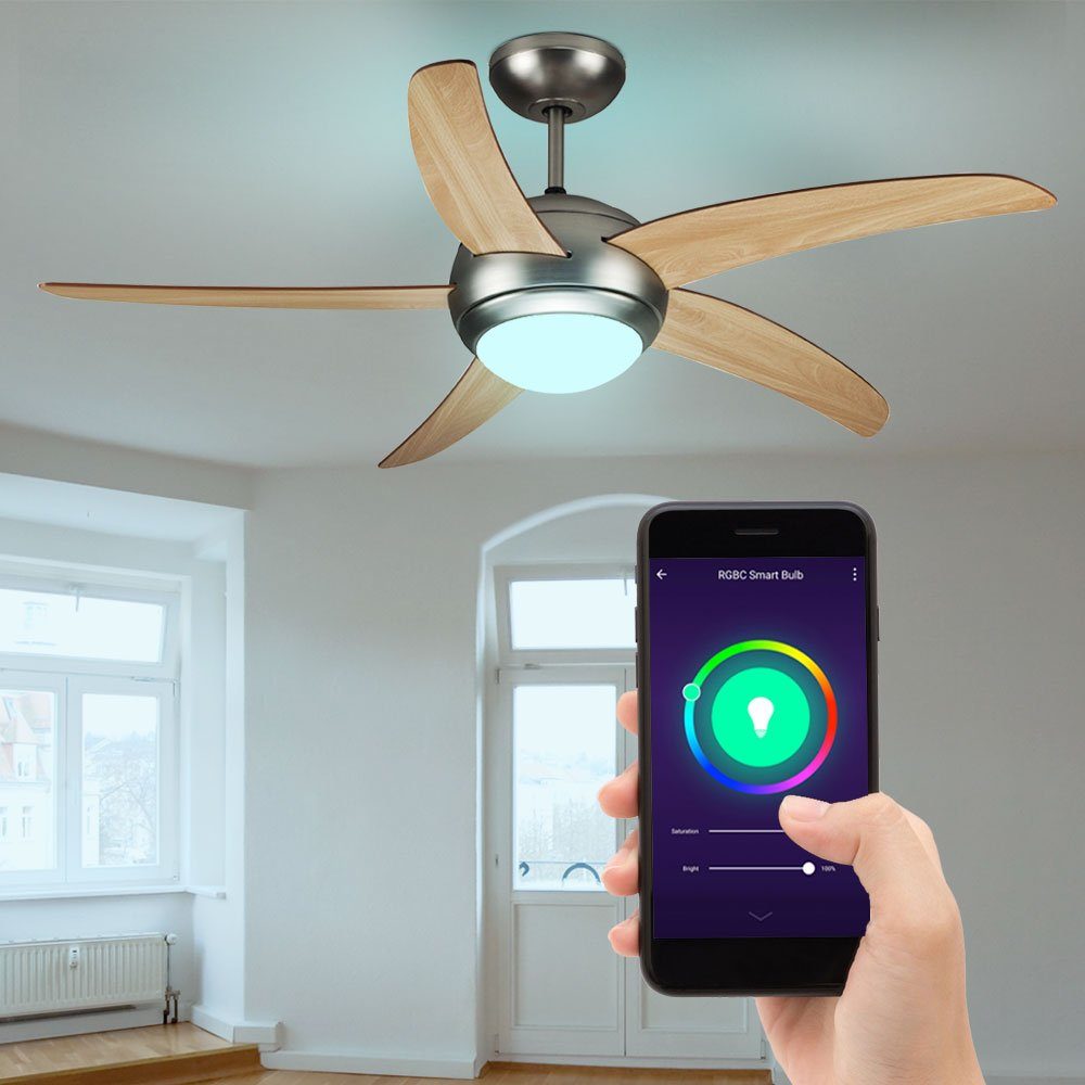 etc-shop Deckenventilator, LED Smart Deckenventilator inkl. Handy-App RGB-Farbwechsler