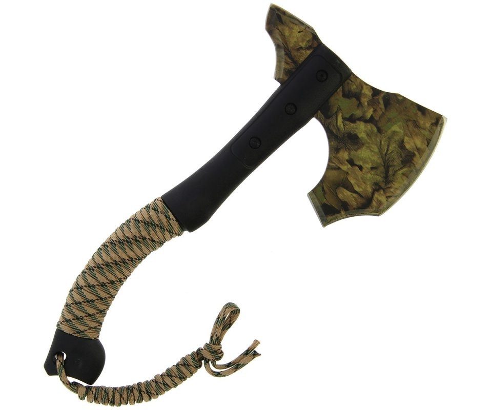 Golan Axt Golan Mehrzweck Axt mit Paracord, camour, Nylonscheide, 490 g, 35,5 cm Länge, Klinge in Camourfarben