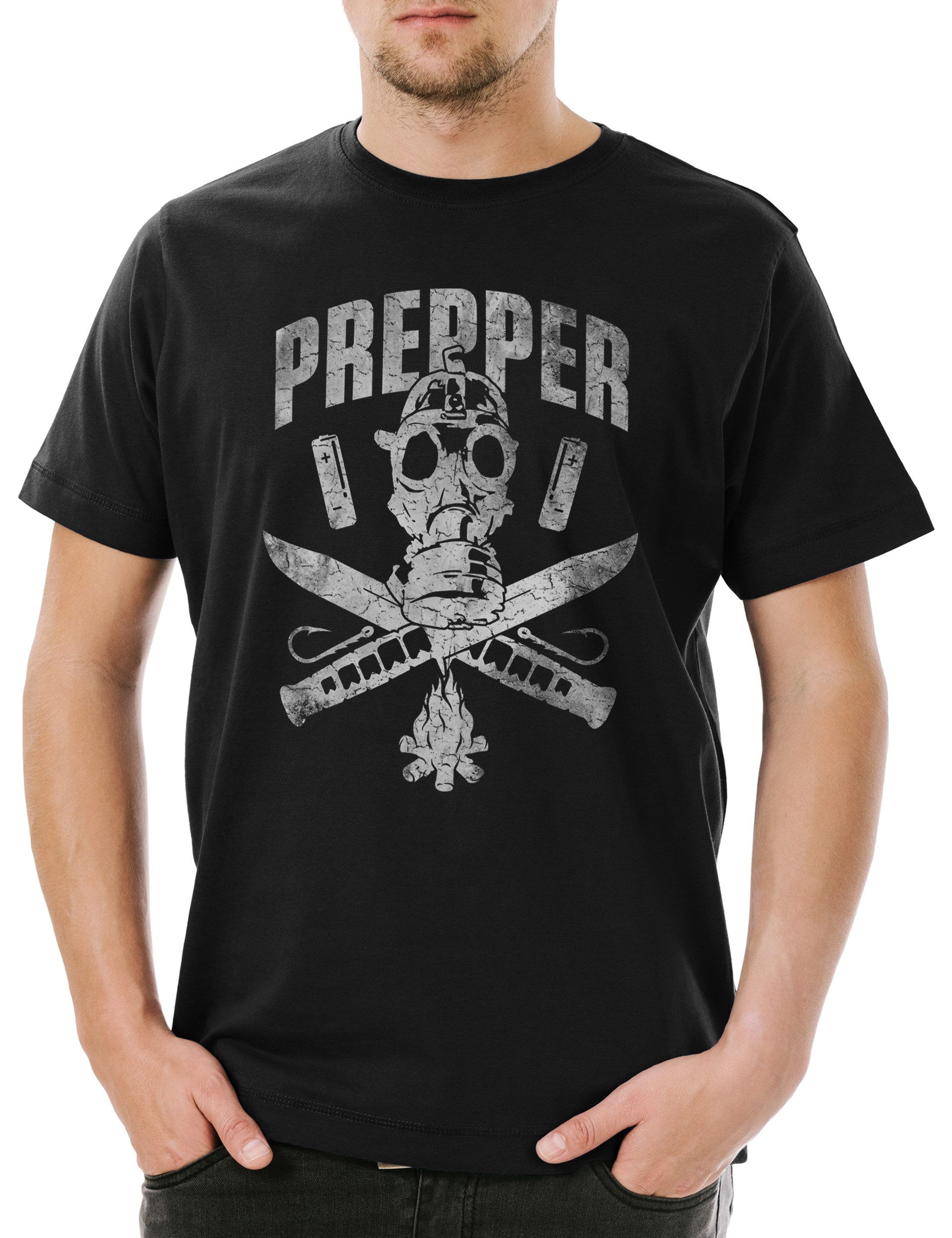 Print-Shirt Prepper Logo Herren T-Shirt Prepping Surviaval Endzeit Survival Sign