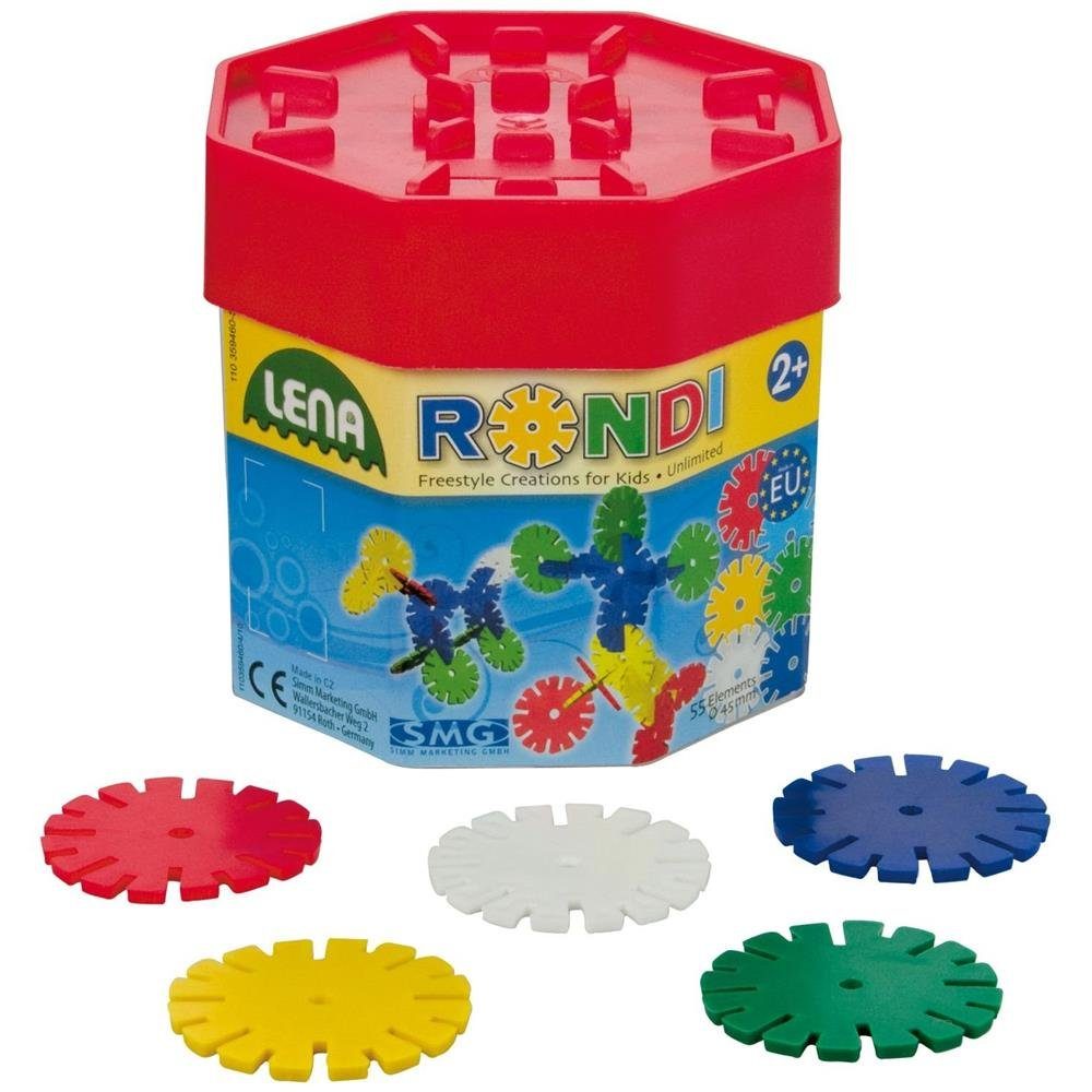 Lena® Steckspielzeug 35946 Rondi Baudose, (55-tlg), mit 55 Teilen Konstruktionsspielzeug bauen Motorikspielzeug