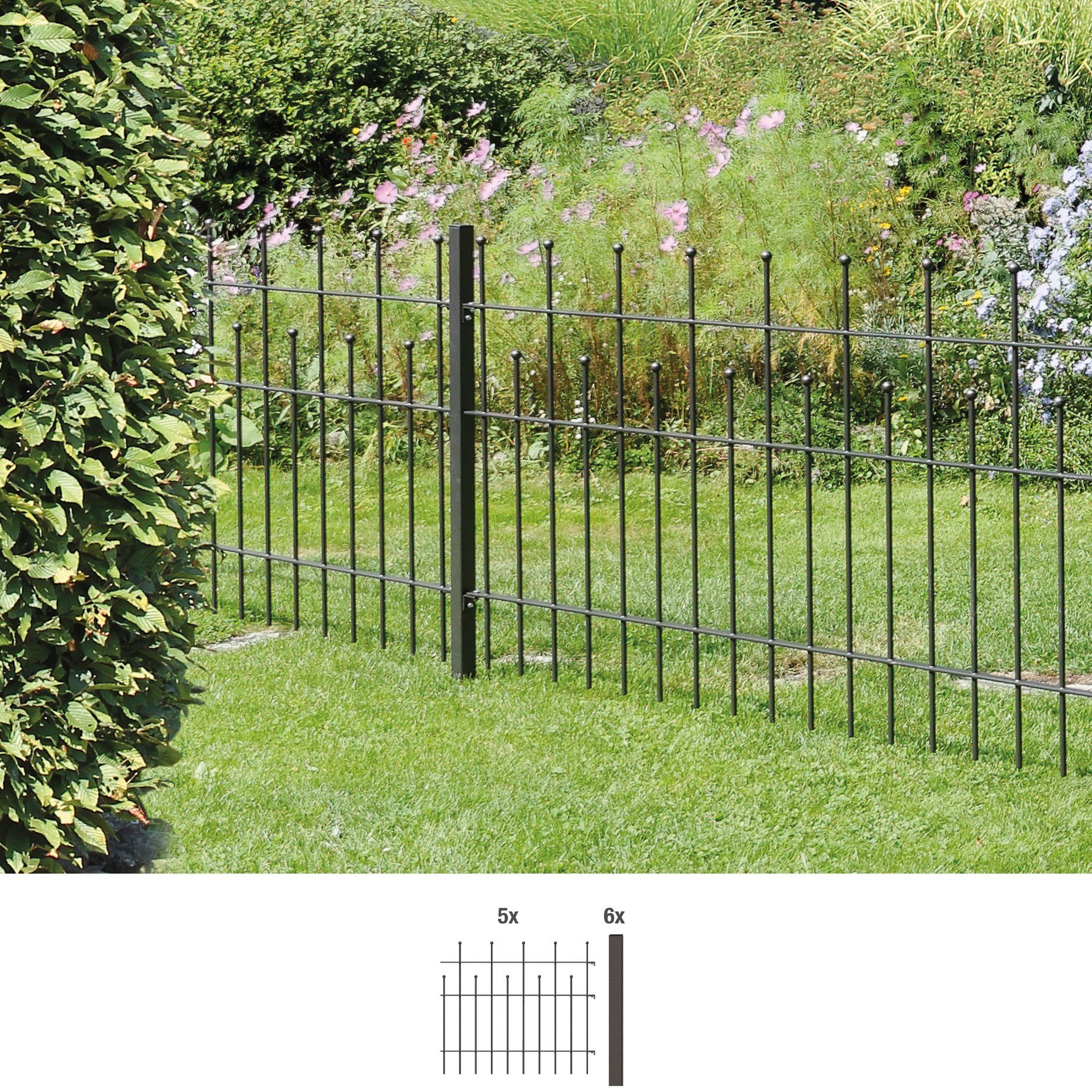 GAH Alberts Metallzaun »Madrid«, (Set), 73,5 cm hoch, 5 Matten für 10 m
