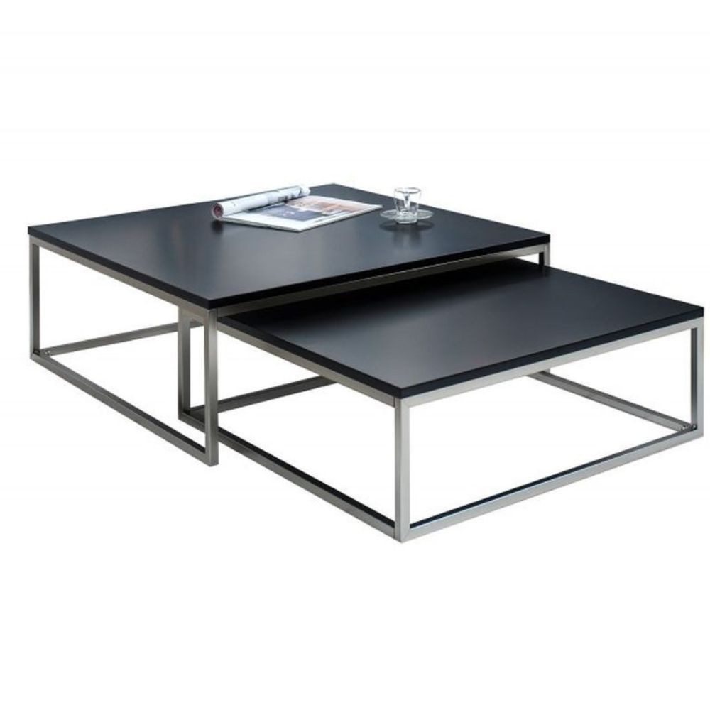 LebensWohnArt Couchtisch 2er Set Design Couchtisch MENTO schwarz gebürstete günstig online kaufen