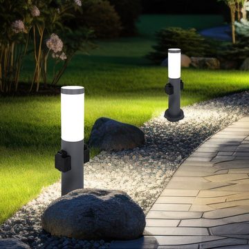 Globo Sockelleuchten, Leuchtmittel nicht inklusive, Außen Steh Lampe Garten Beleuchtung Steckdosen Edelstahl Sockel
