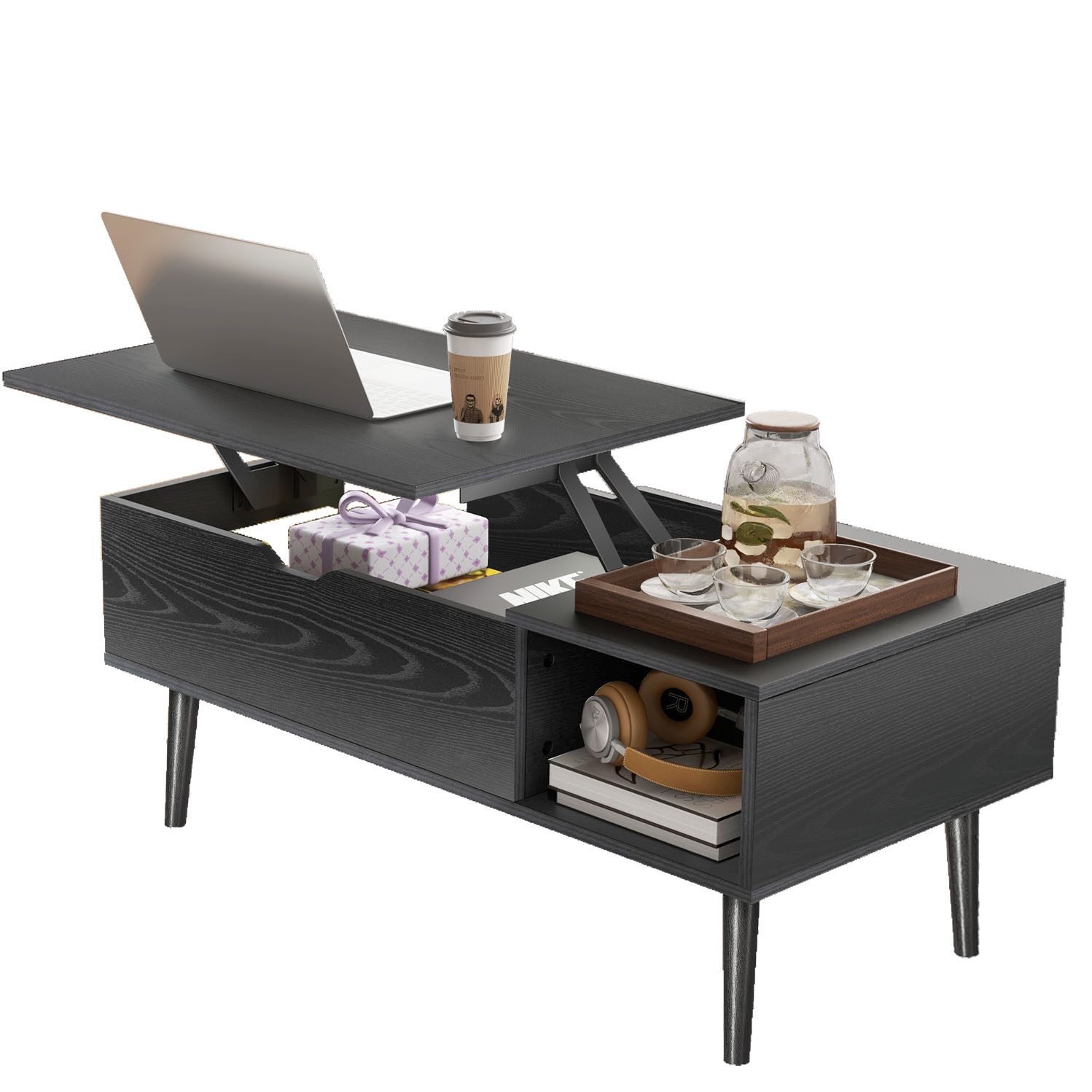 Refined Living Couchtisch Couchtisch Holz Quadratisch Höhenverstellbar Ausz günstig online kaufen