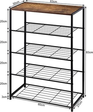 Woltu Schuhregal, Schuhbank Schuhregal mit Sitzfläche aus Holz und Metall