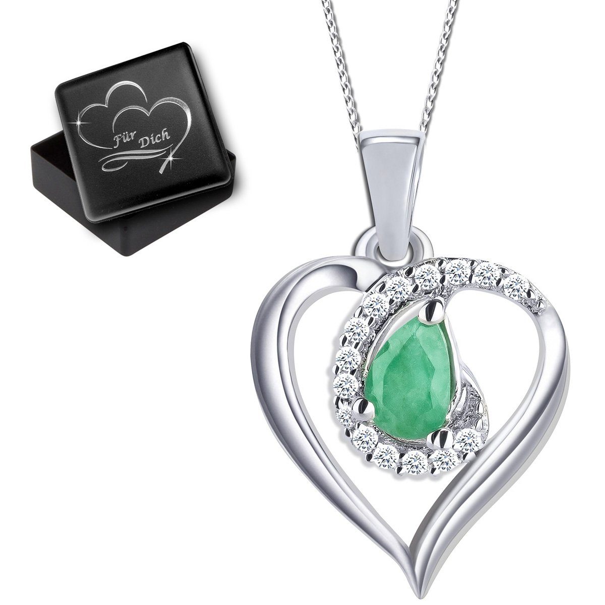 Limana Kette mit Anhänger echter Edelstein grüner Smaragd 925 Silber Kette günstig online kaufen