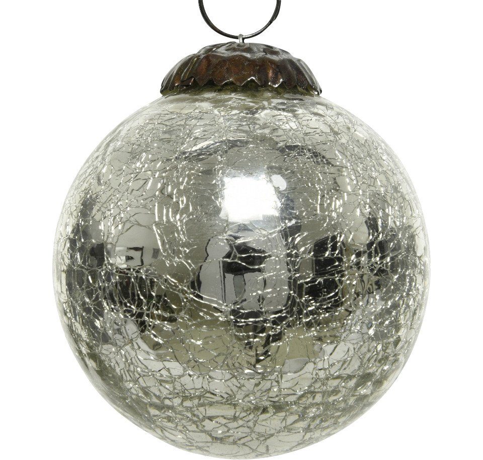 Kugel Christbaumschmuck Kaemingk Craquele silber Kaemingk