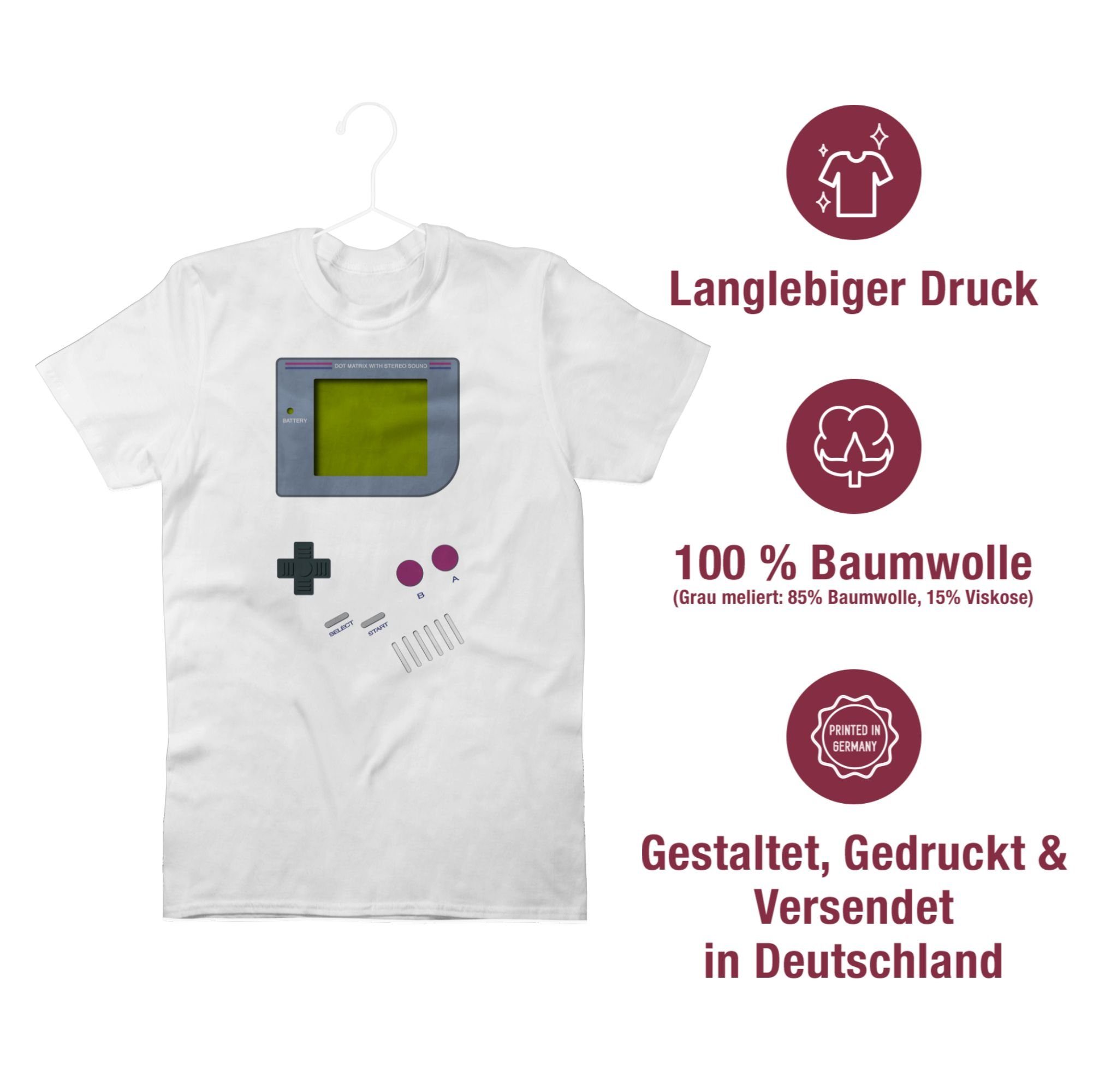Weiß Shirtracer Fasching & Gameboy 02 Karneval T-Shirt