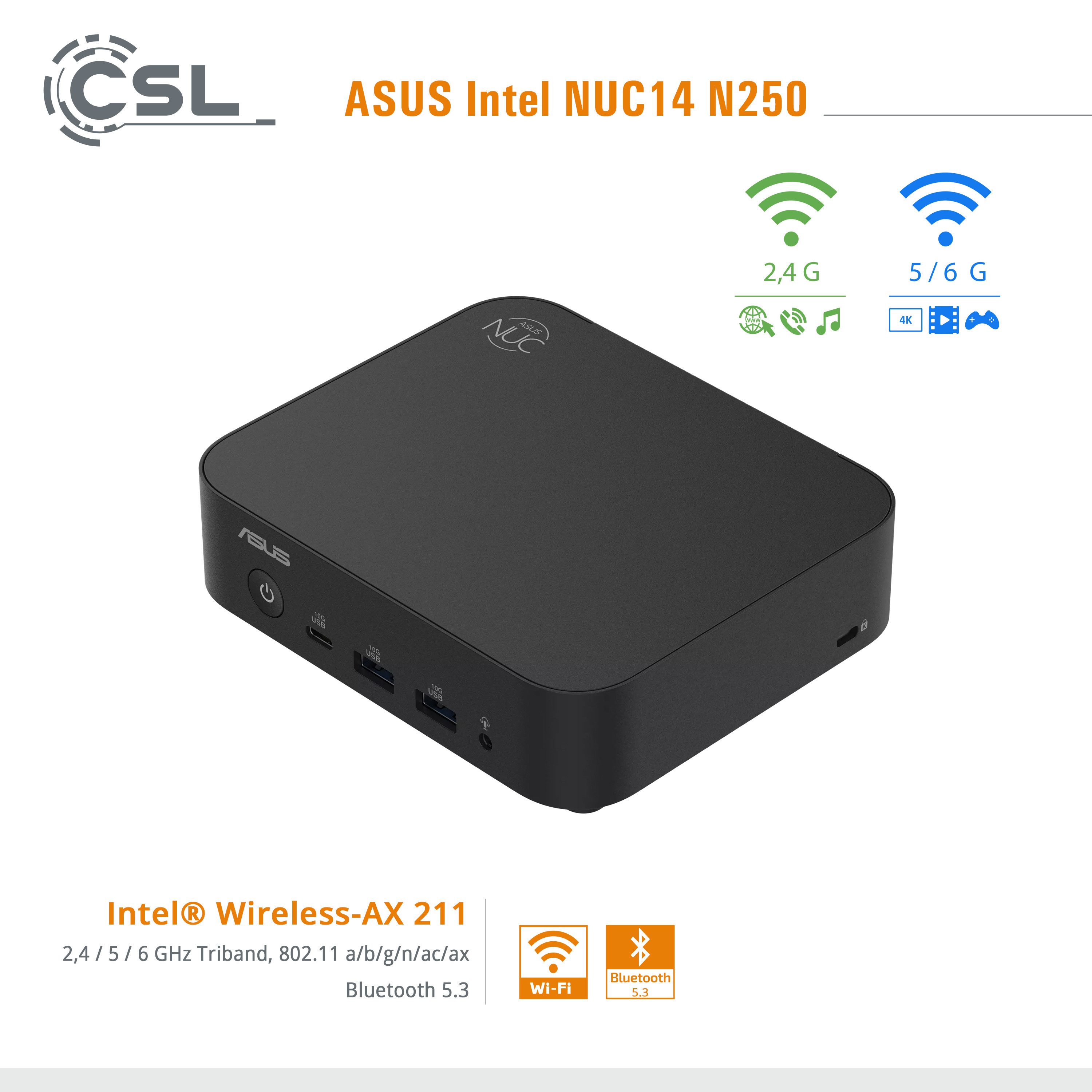 CSL ASUS NUC14 N250 PC (Intel® 250, Onboard Graphics, 16 GB RAM, 2000 GB SSD)