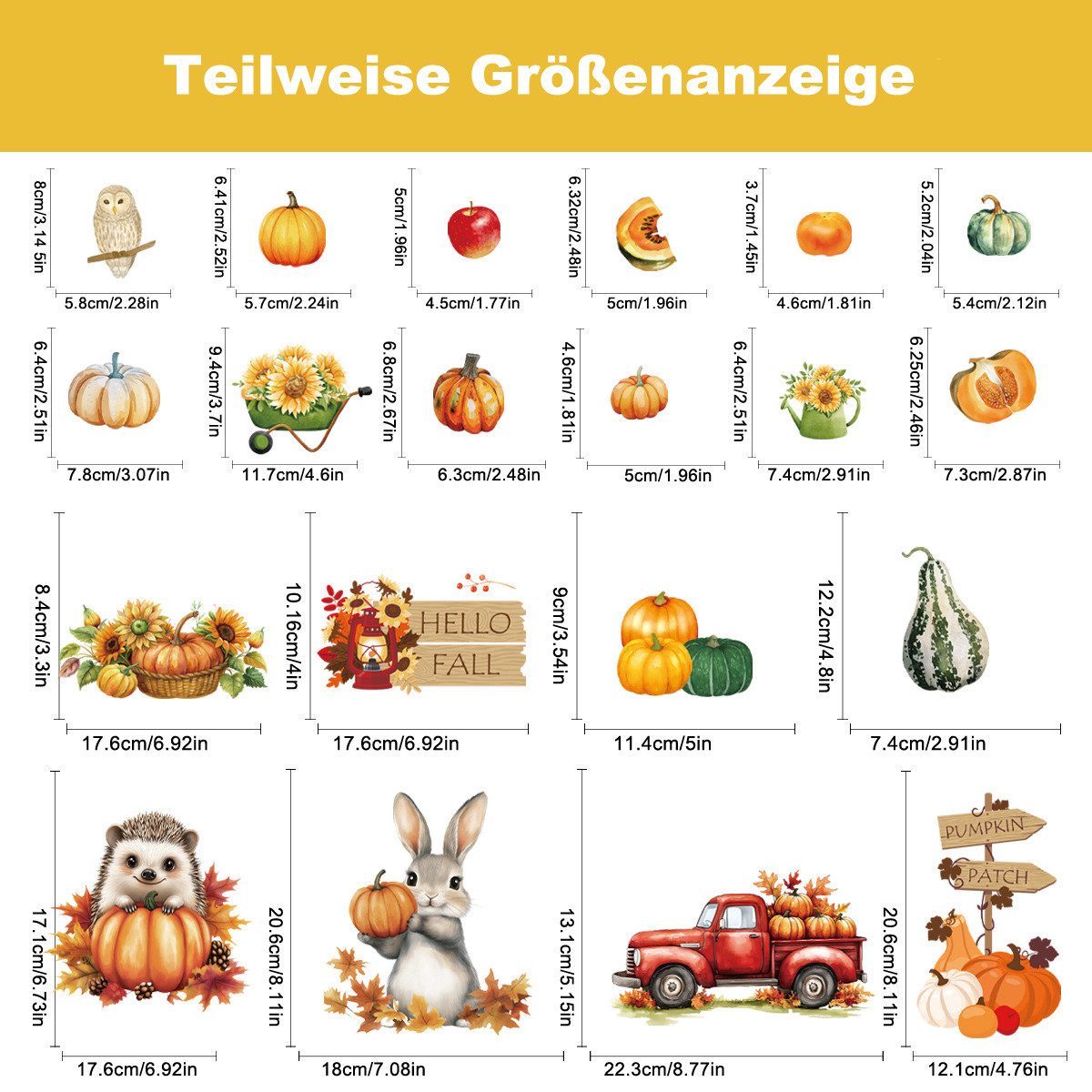Bomiclss Fensterbild Fensteraufkleber Herbstdeko mit Kürbis & Ahornblatt, selbstklebende Fenstersticker für Thanksgiving & Herbstdekoration