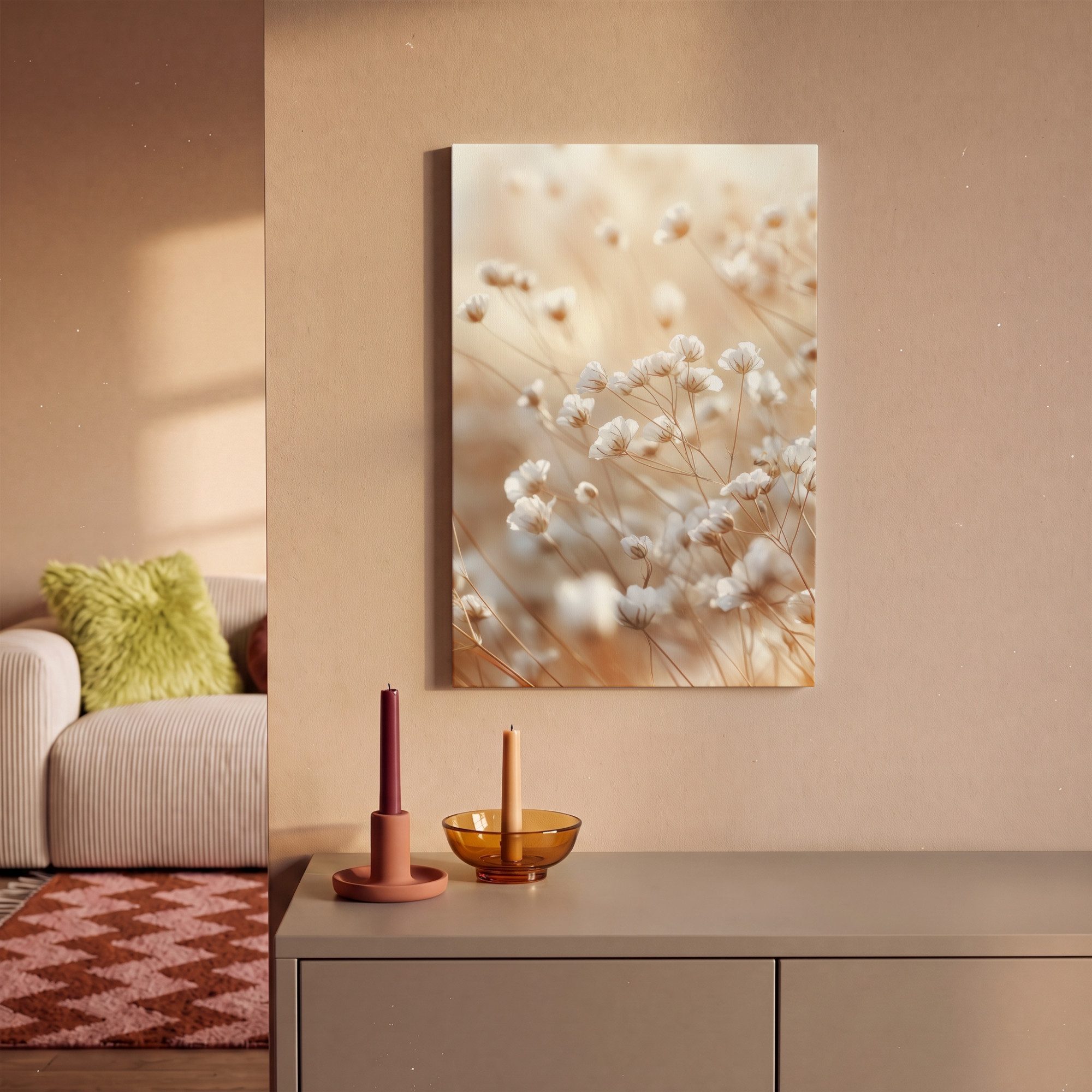 OneMillionCanvasses® Leinwandbild Wild - Blumen - Weiß, Fotodruck (1 St), Leinwand Canvas Wandbild, Wanddekoration 20x30 cm – Bild 2 von 5