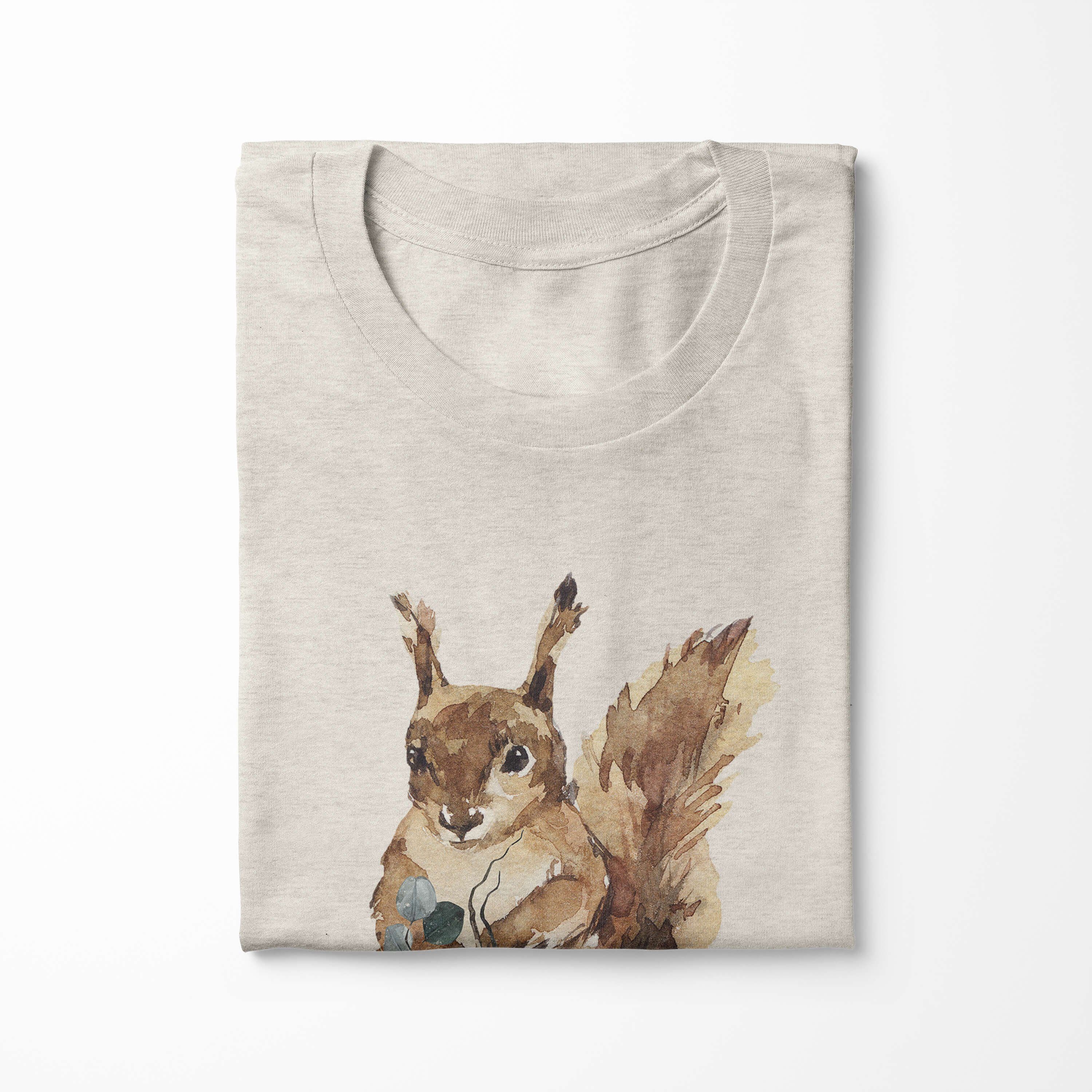 aus Art Ökomode Shirt T-Shirt Motiv Herren Eichhörnchen Aquarell T-Shirt Nachhaltig Bio-Baumwolle Sinus gekämmte (1-tlg) 100%