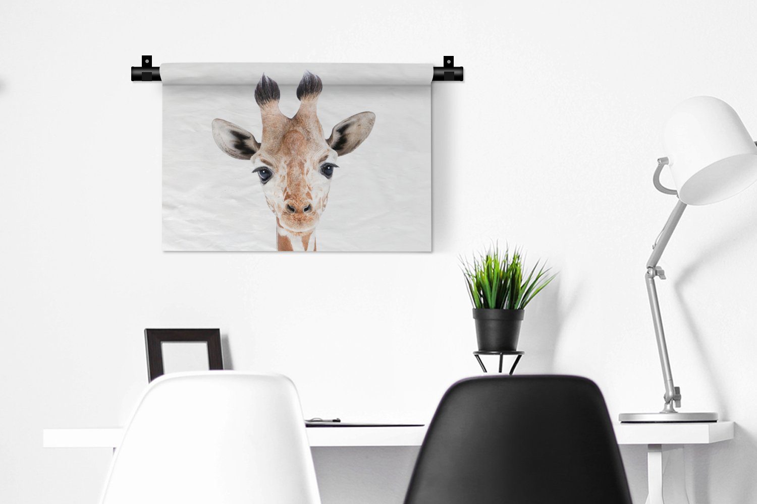 Wohnzimmer, Kinderzimmer Wanddekoobjekt - - Natur für MuchoWow Porträt, Wanddeko Schlafzimmer, Kleid, Tiere Giraffe - Wandbehang,