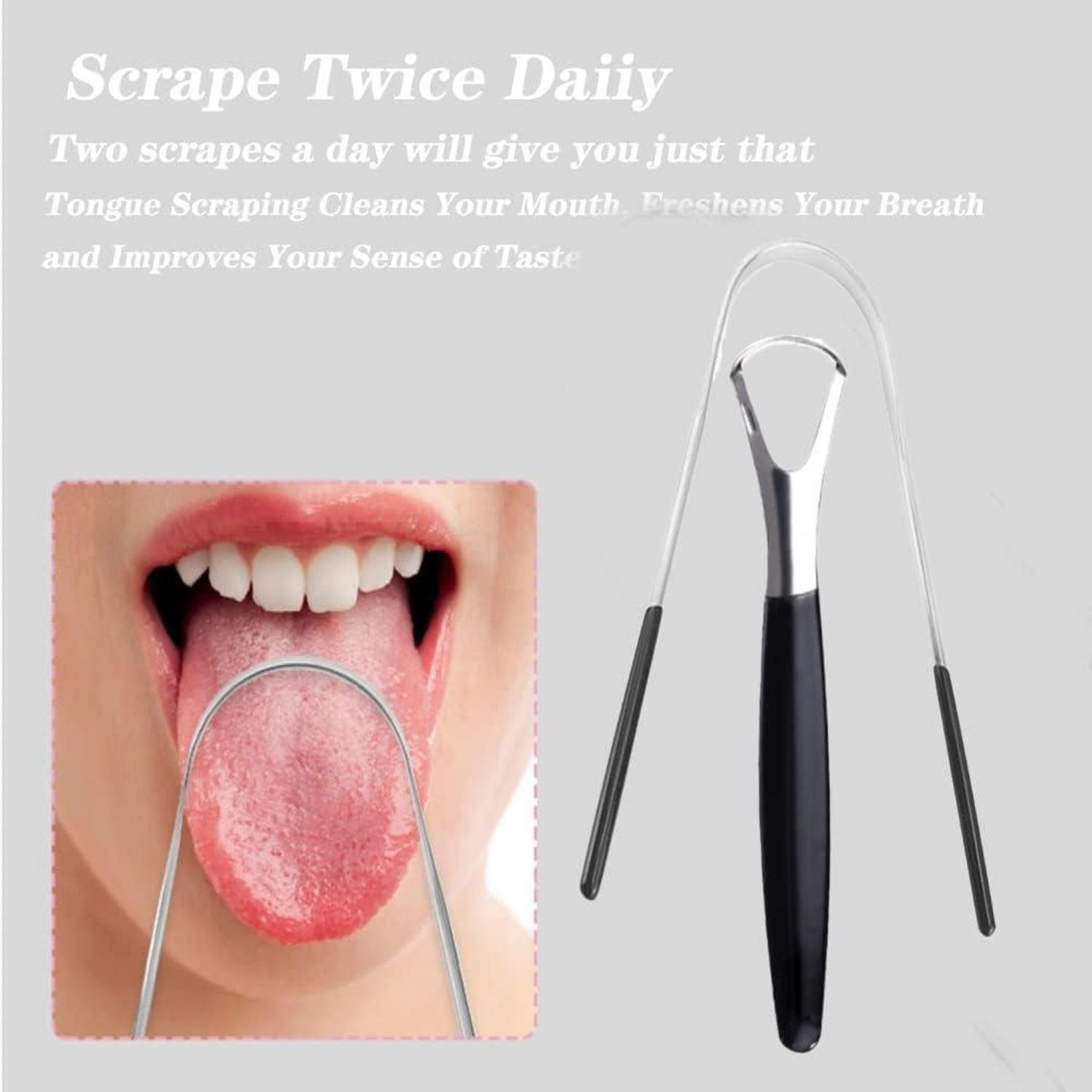 LuxusKollektion Zungenreinigeraufsatz Zungenreiniger Edelstahl Tongue Scraper Set Sicher Mundhygiene