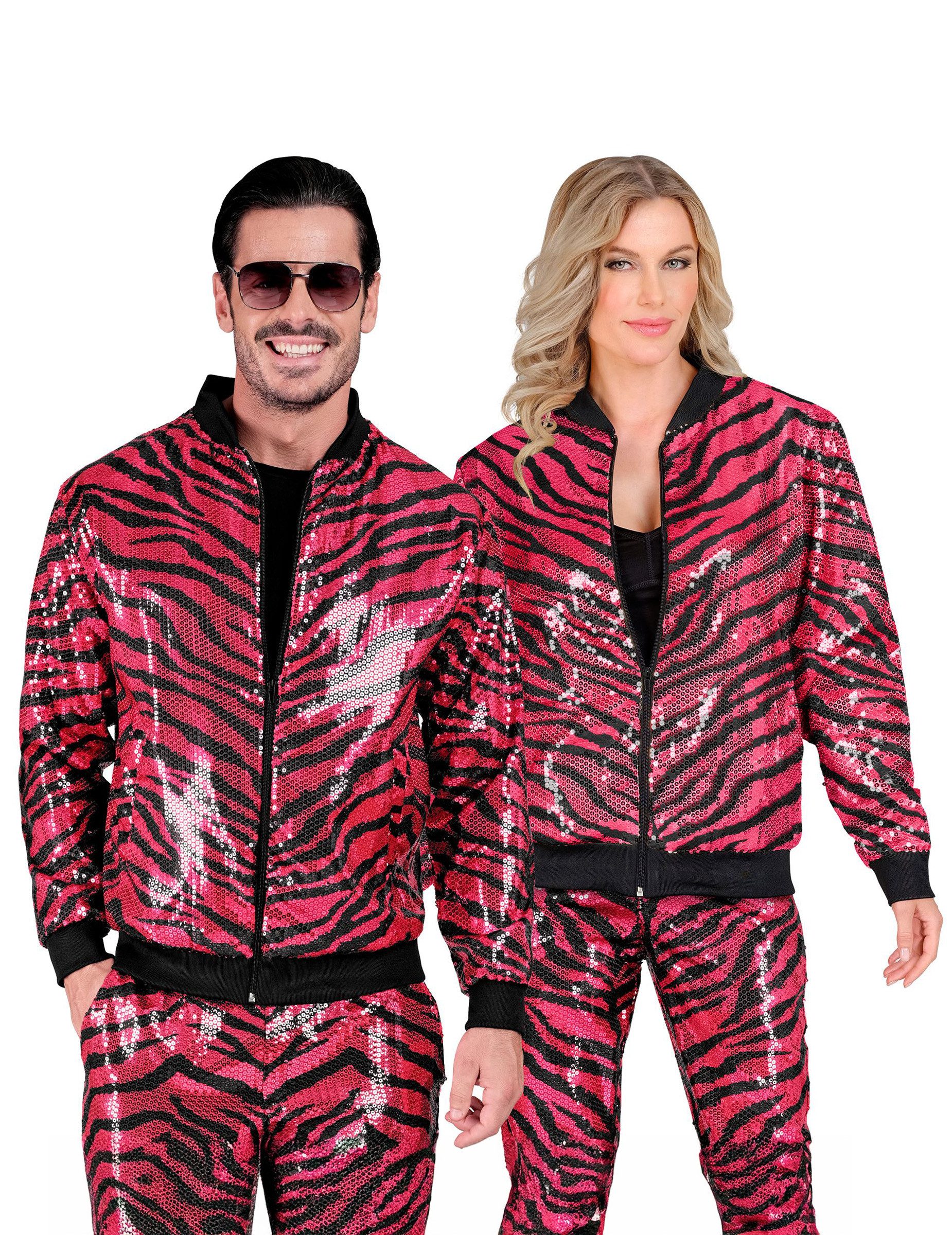 Widmann S.r.l. Kostüm Pailletten Bomberjacke Leopardenmuster pink Erwachsen günstig online kaufen