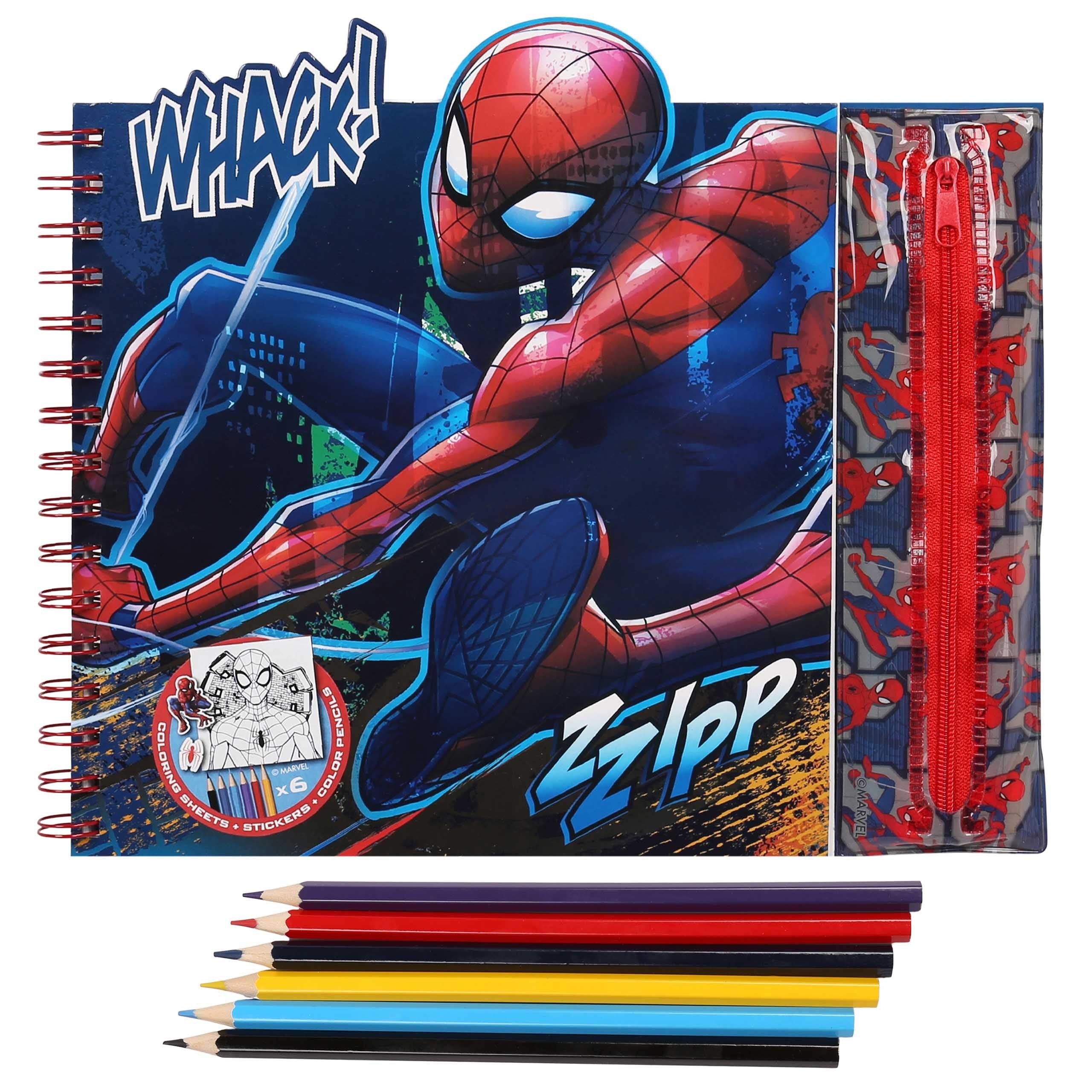 Sarcia.eu Malvorlage MARVEL Spider-Man Kreativset Kinder mit Mäppchen Buntstiften
