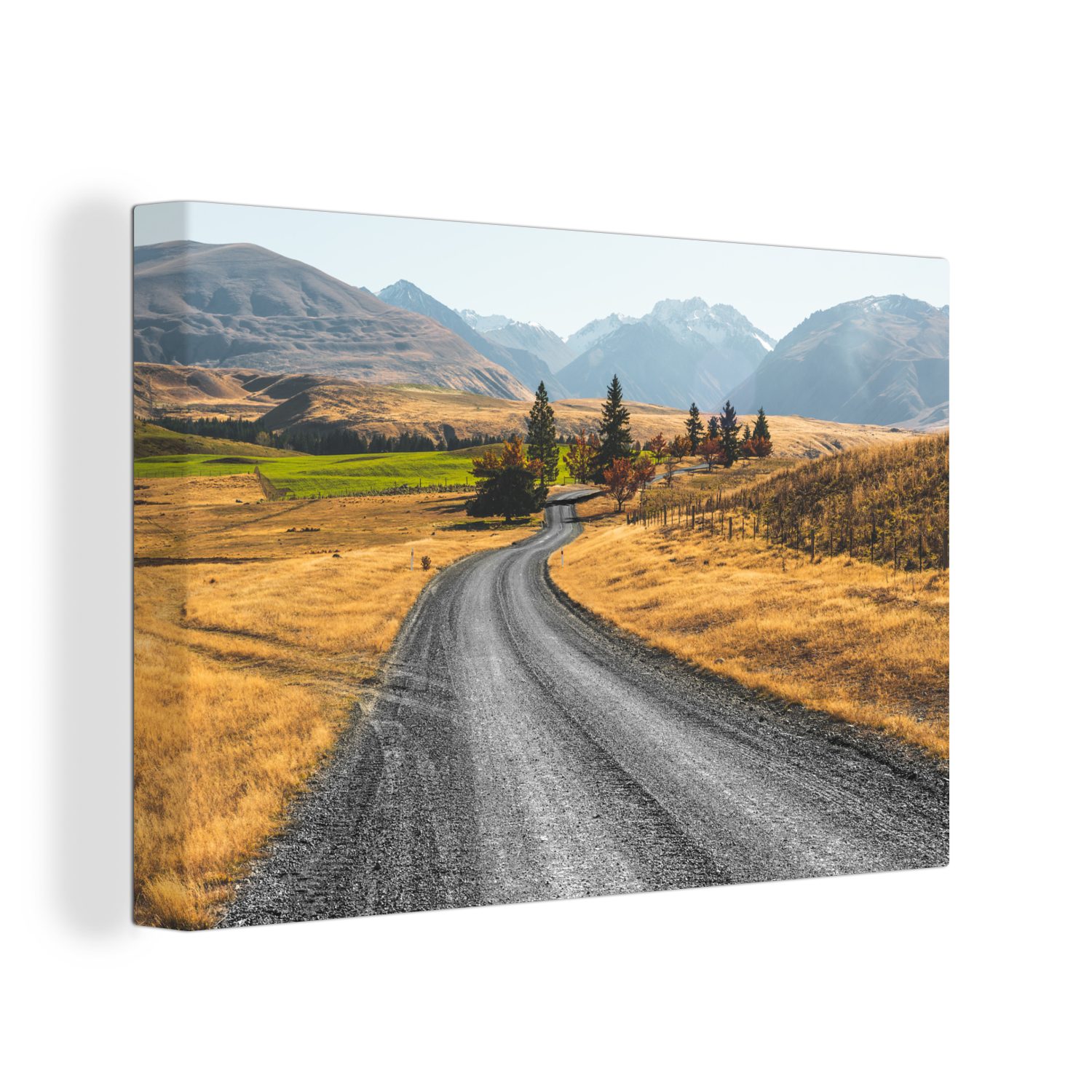 OneMillionCanvasses® Leinwandbild Road New Zealand Fotodruck, (1 St), Wandbild Leinwandbilder, Aufhängefertig, Wanddeko, 30x20 cm