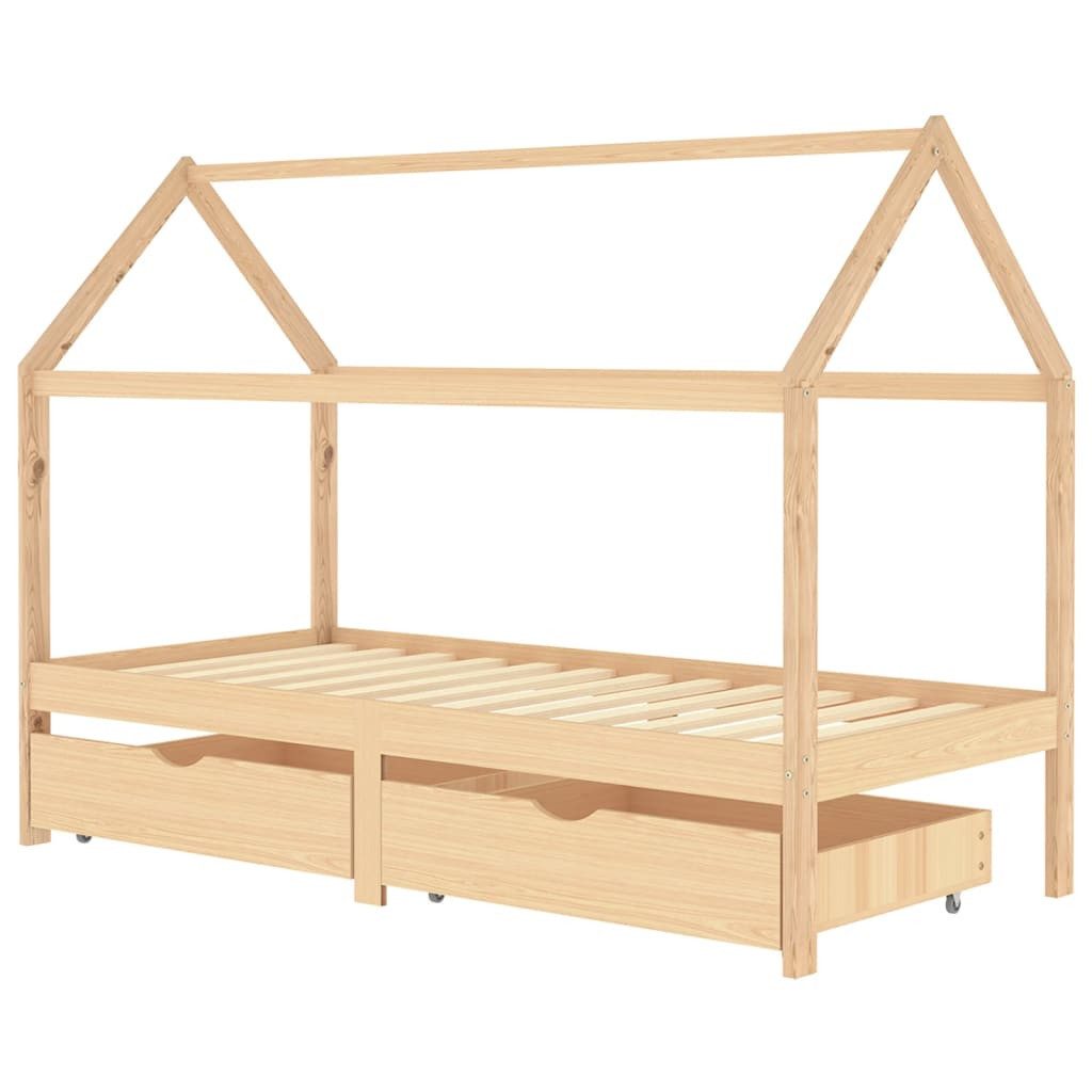 Kinderbett Kinderbett mit Schublade Himmelbett Bettgestell Massivholz Kiefer 90x2