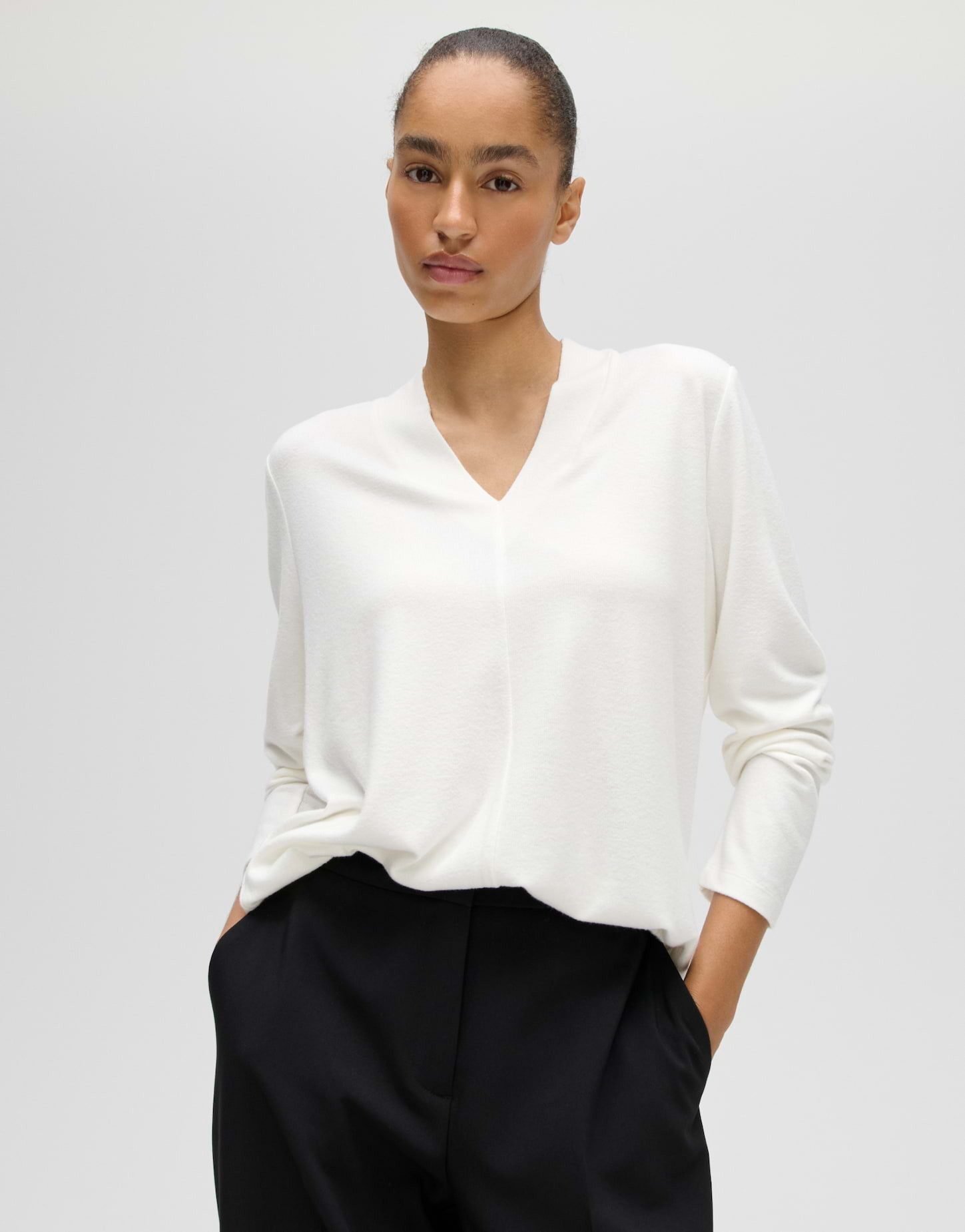 OPUS Langarmshirt Longsleeve aus ECOVERO™ Viskosemix Regular Fit