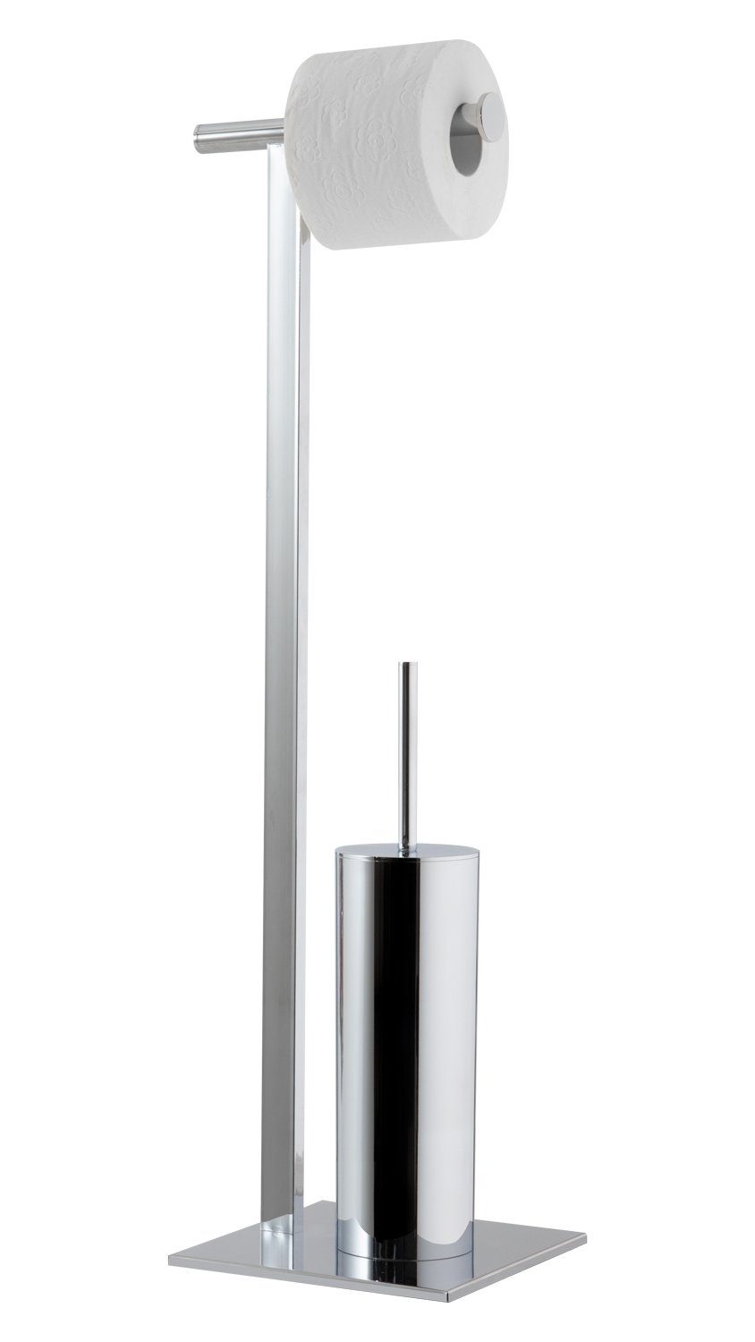 WC-Garnitur PRIAMO, H 73 cm, verchromtes Metall, WC-Bürstenhalter inkl. WC-Bürste+Stiel