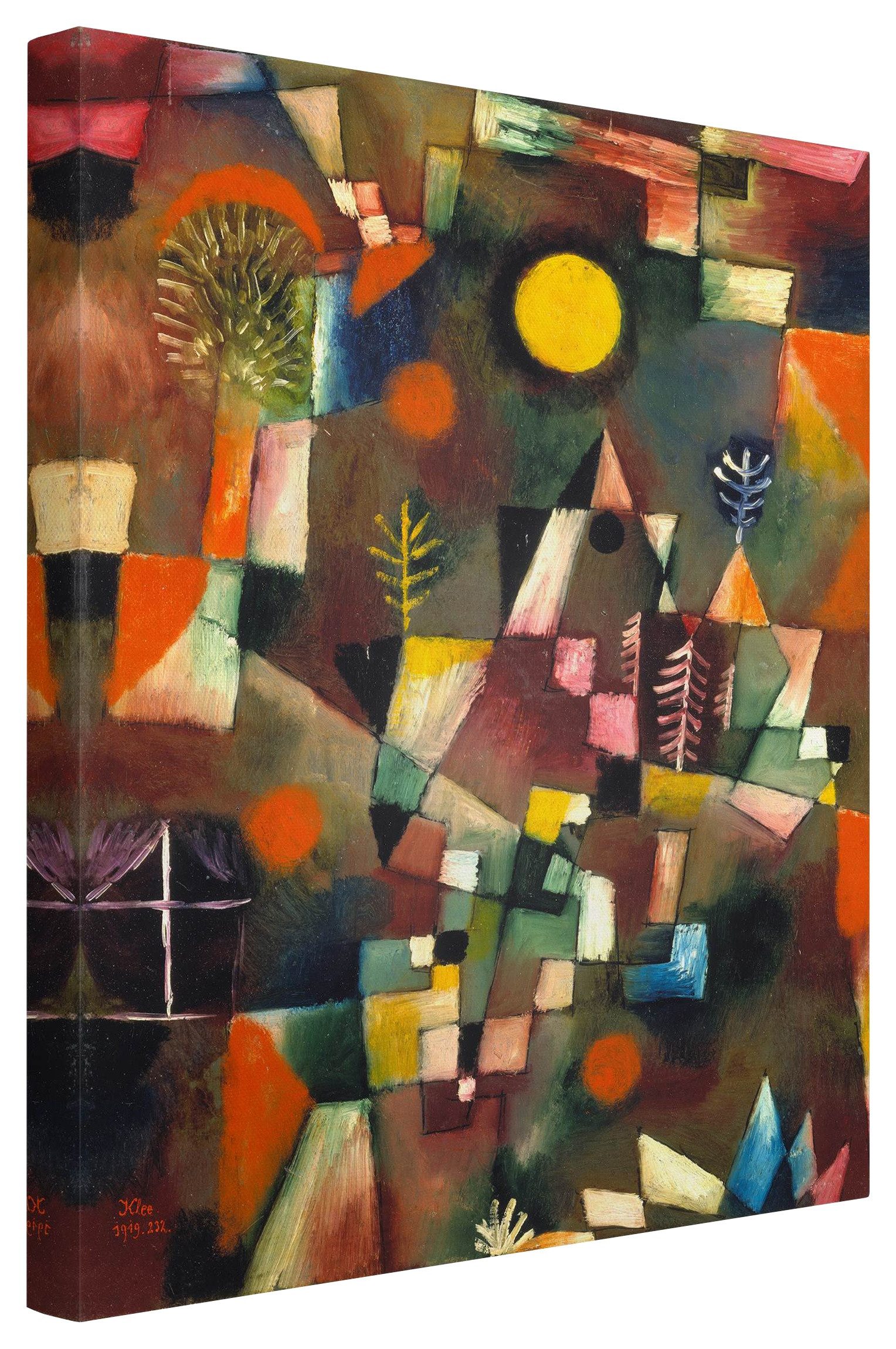 Bilderdepot24 Leinwandbild Kunstdruck Paul Klee Der Vollmond creme beige Bild auf Leinwand XXL, Kunst & Malerei, Wohnzimmer Schlafzimmer Küche Flur Wandbild Kunstkopie Wanddeko Druck