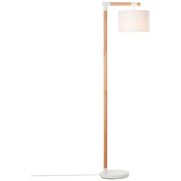 Brilliant Stehlampe Eloi, ohne Leuchtmittel, mit weißem Stoffschirm, 167,5 cm Höhe, E27, Holz/Textil, natur/weiß