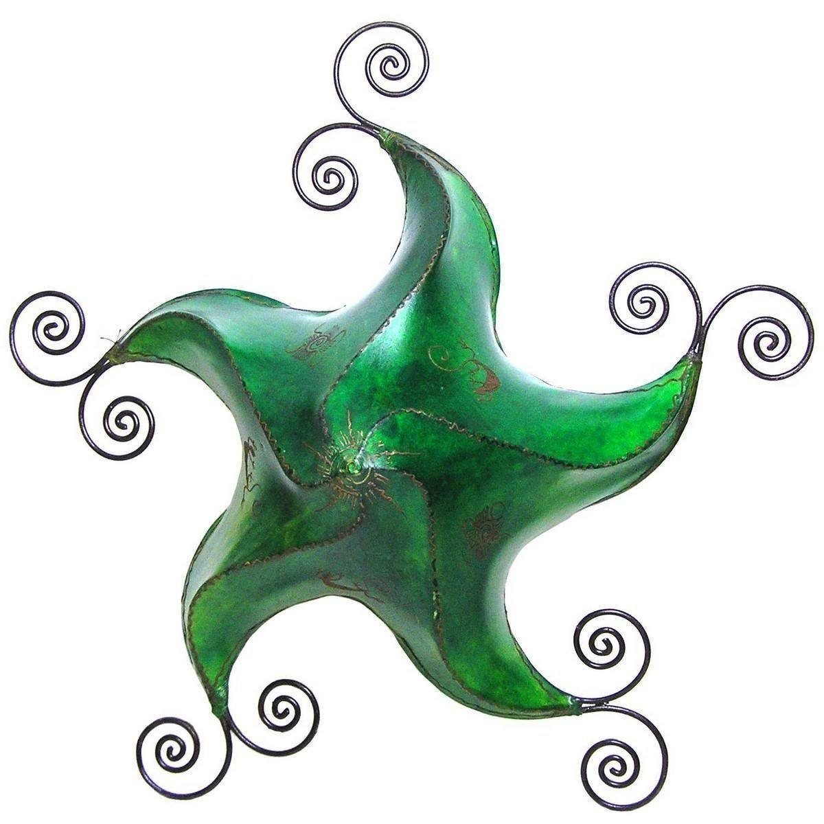 SIMANDRA Лампыschirm Orientalische marokkanische Decken-Lederlampe STERN Gecko Star 70 cm, Grün