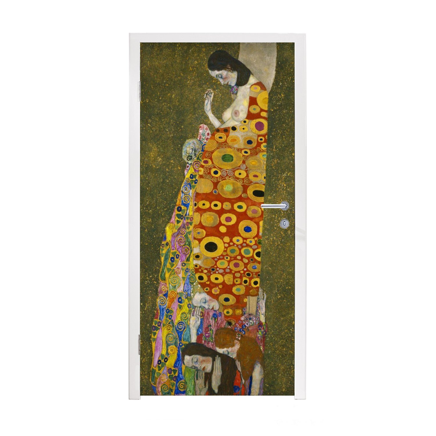 MuchoWow Türtapete Hoffnung II - Gemälde von Gustav Klimt, Matt, bedruckt, (1 St), Fototapete für Tür, Türaufkleber, 75x205 cm