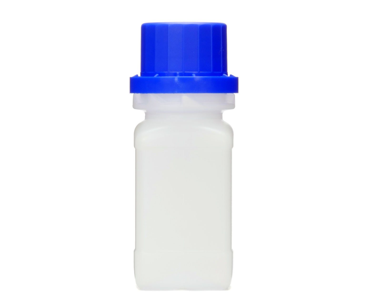 OCTOPUS Kanister 50 ml Weithals-Flasche mit blauem Deckel, naturfarben, vierkant, G 28 (50 St)