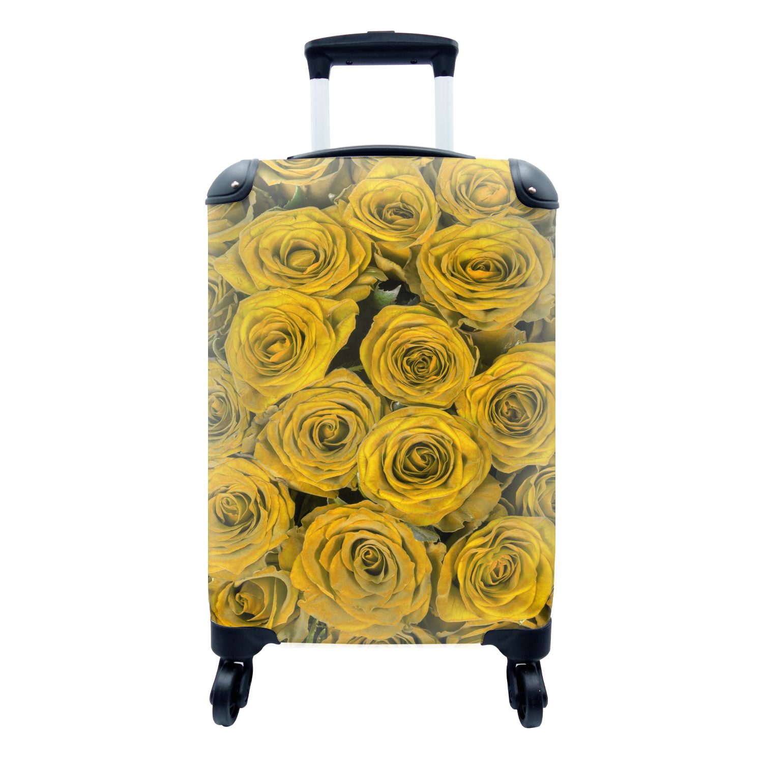 Handgepäckkoffer rollen, - Gelb, Blumenstrauß 4 Reisetasche Ferien, Reisekoffer für - Rosen Rollen, Trolley, MuchoWow mit Handgepäck