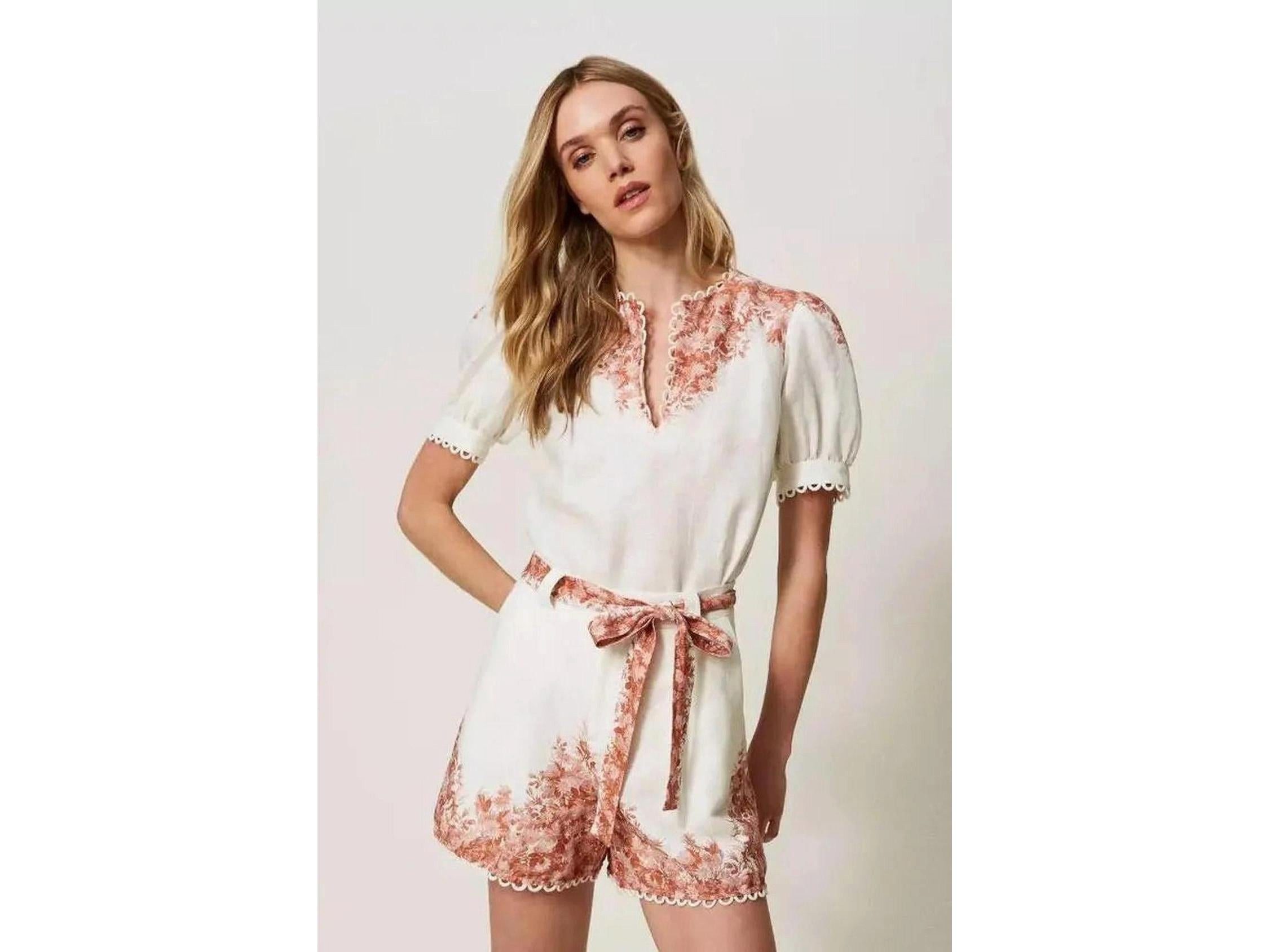 TWINSET Shorts TWINSET-High-Waist-Shorts aus Leinen mit Blumenmuster