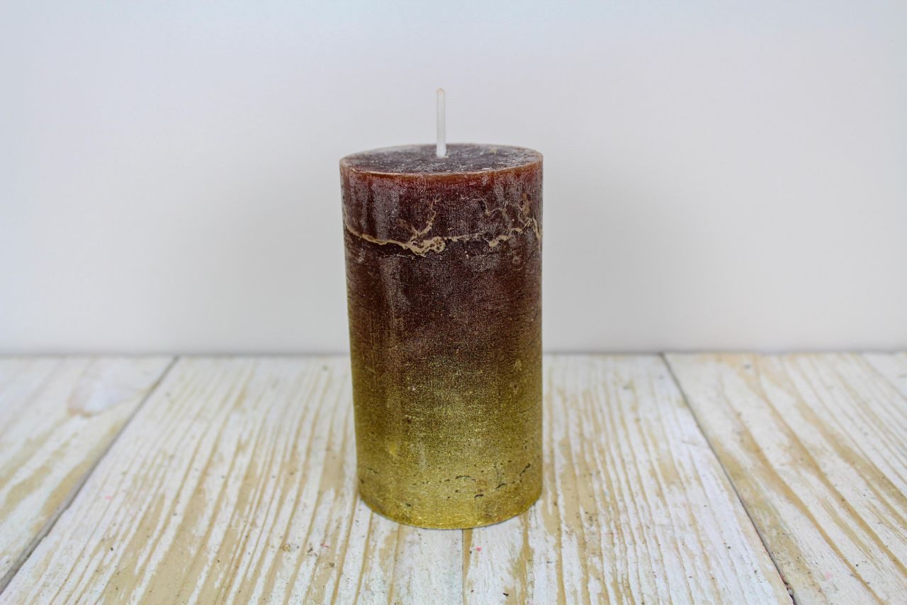 House of Rustic Stumpenkerze House of Rustic Kerze mocca mit gold Streifen günstig online kaufen