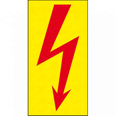 Dreifke Hinweisschild Warnschild Blitzpfeil, praxisbewährt, rot, Folie, selbstklebend, 37x74
