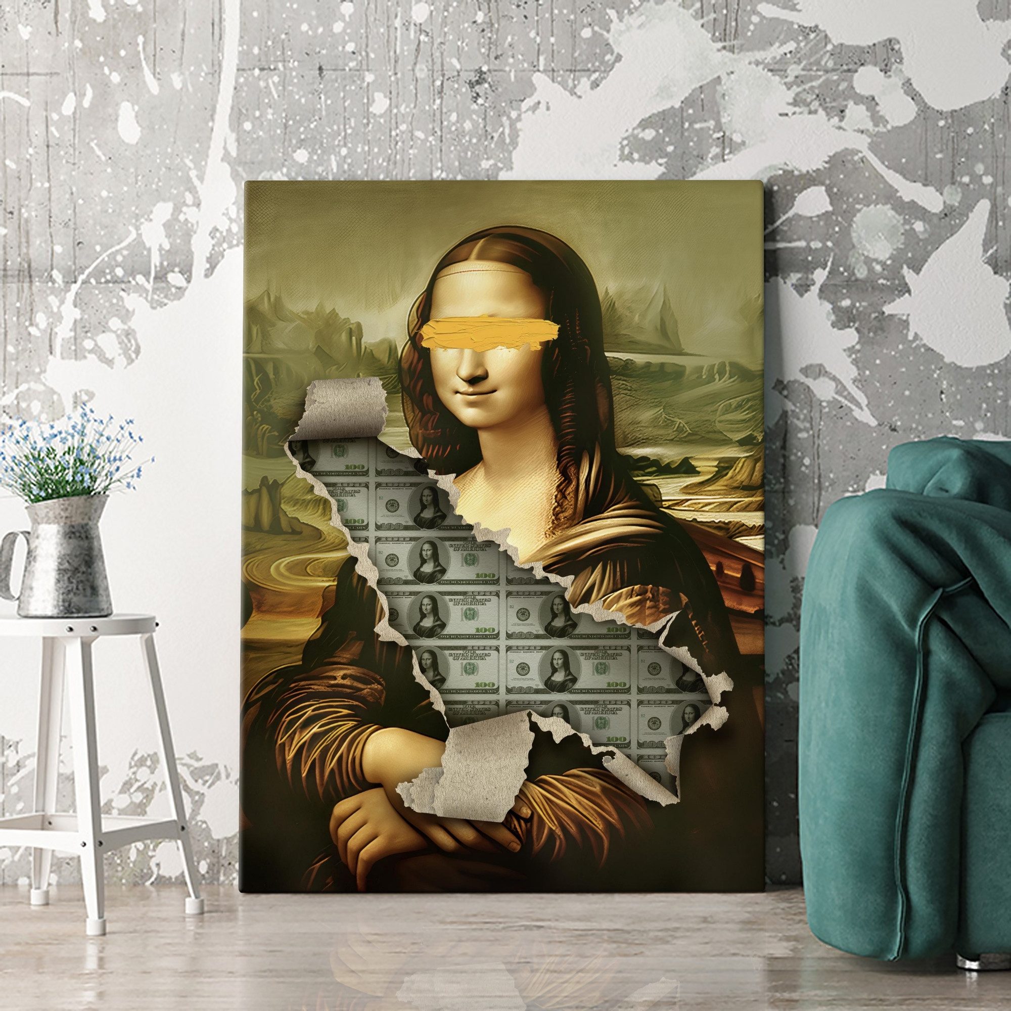 Artmazing Leinwandbild Money Lisa, XXL Leinwand 120x80, Poster & Художественные репродукции, Lifestyle, anpassen