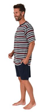 Normann Pyjama Herren kurzarm Schlafanzug Shorty Pyjama in Streifenoptik - 122 745