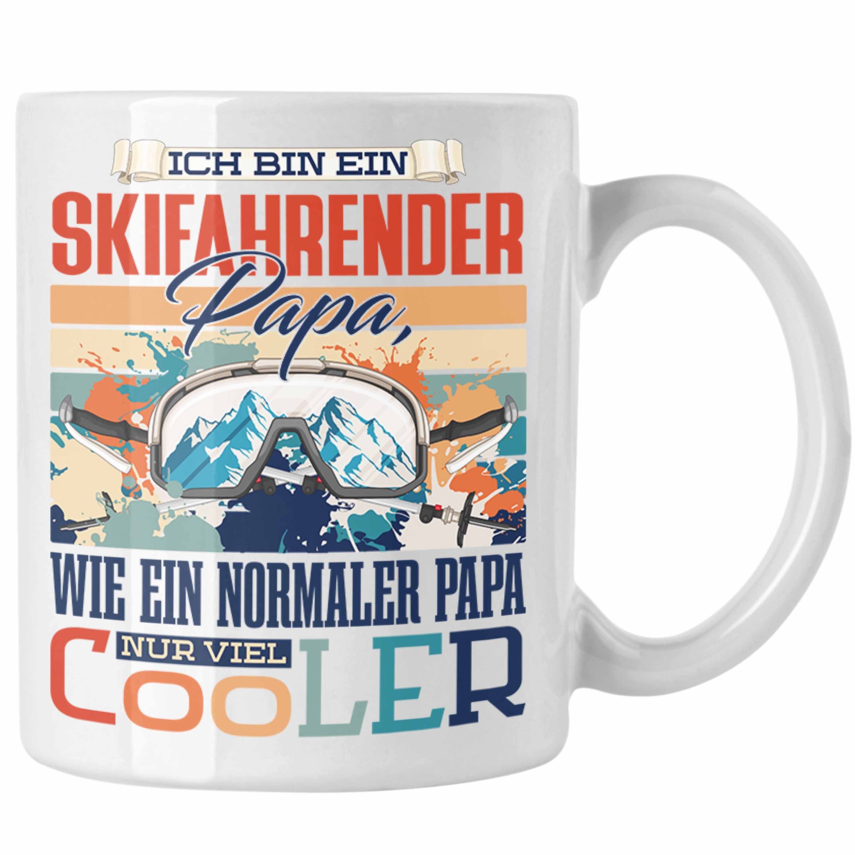 Trendation Tasse Trendation - Ski-Fahren Papa Tasse Geschenk Vater Geschenkidee zum Vat Weiss