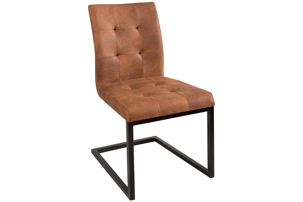 riess-ambiente Freischwinger OXFORD vintage braun / schwarz, Esszimmer · Microfaser · Metall · Industrial Design
