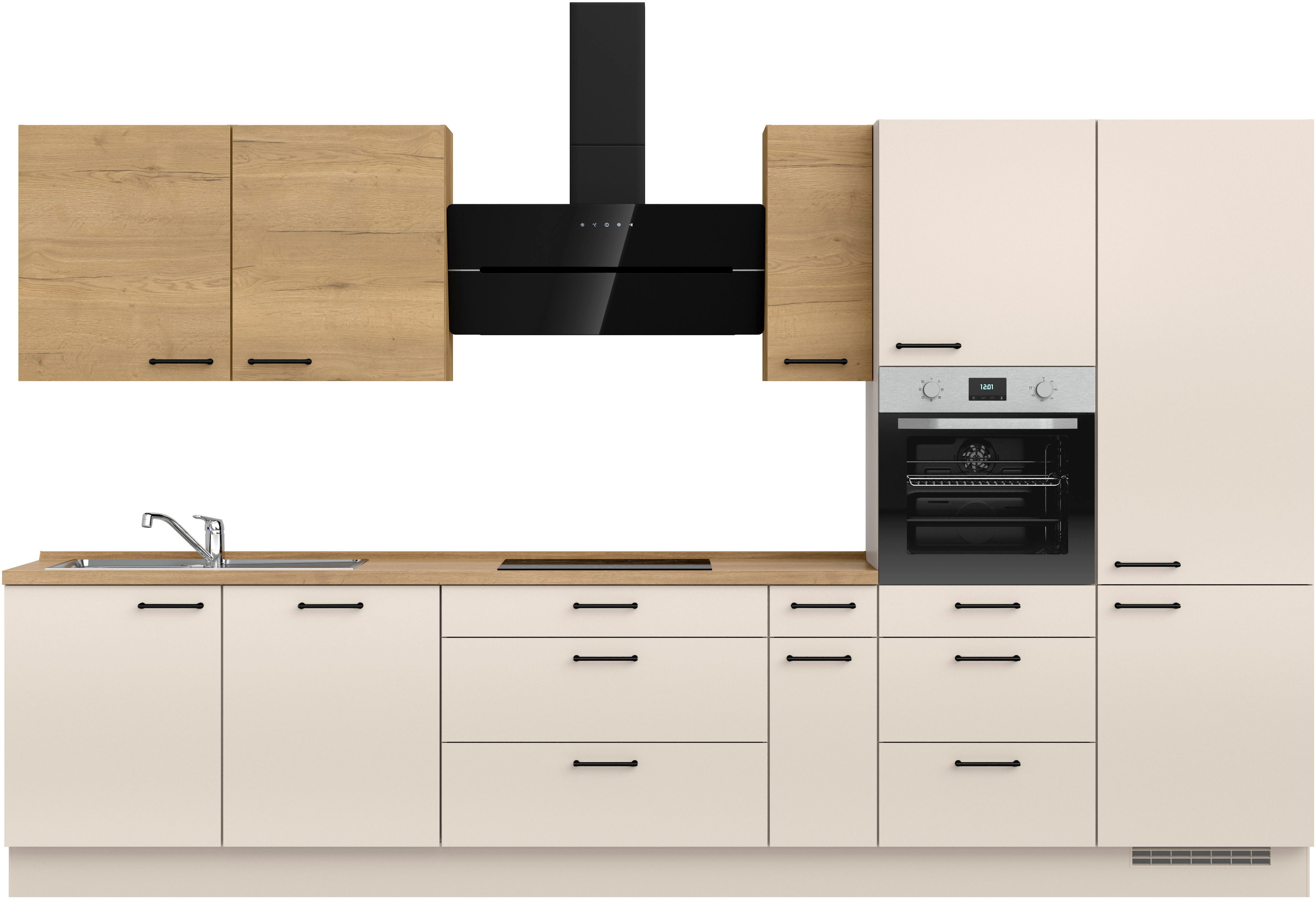 nobilia® Küchenzeile "MIAMI", NEU: individuell anpassbar mit gratis Profi-Beratung, vormontiert, Breite 360 cm, Ausrichtung wählbar, wahlw. mit E-Geräten