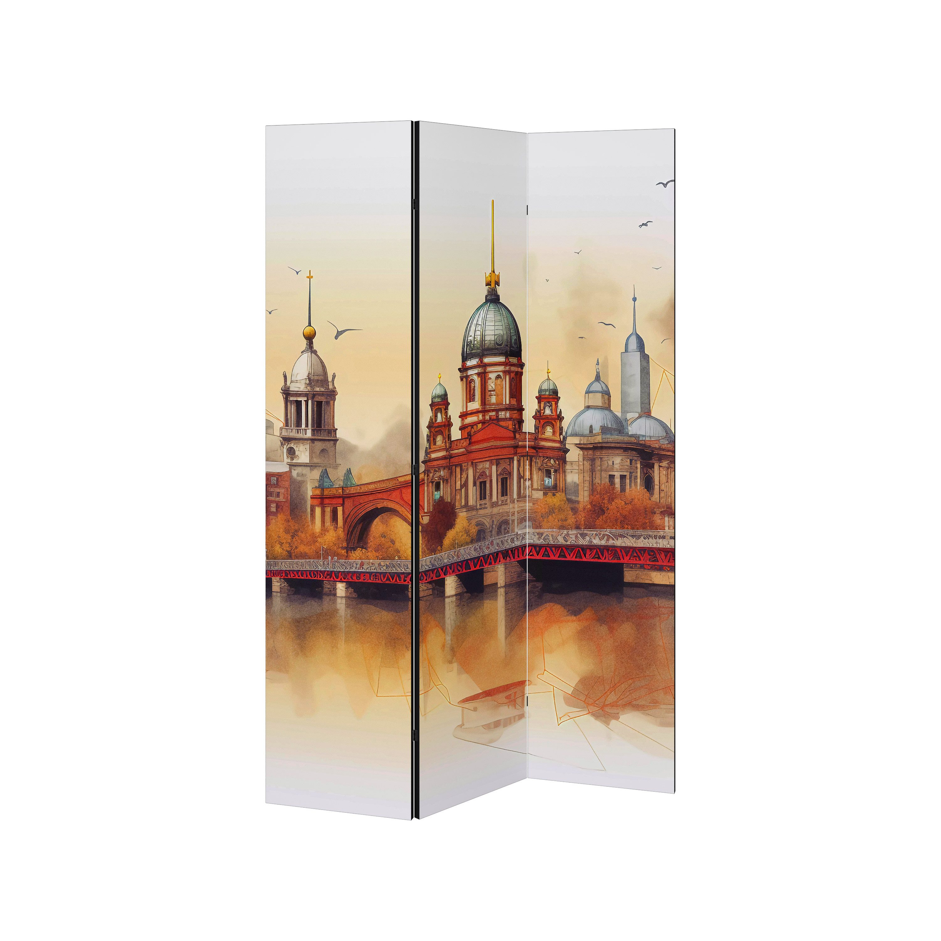 SPACEREBELS Paravent BERLIN SPIRIT (1 St), Raumteiler mit 3 Paneelen, beidseitig bedruckt, 114 x 168 cm